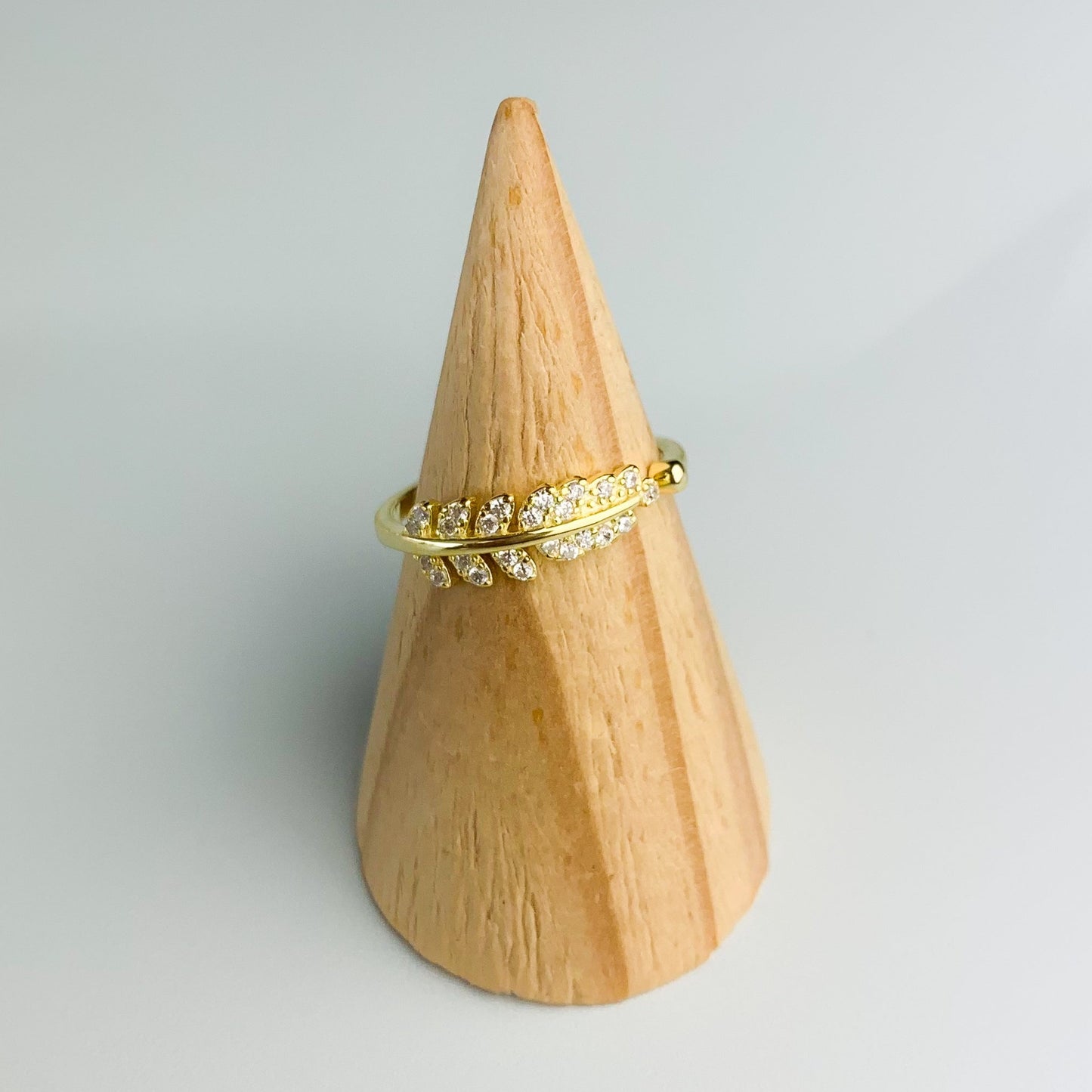 Crystal Detail Feather Adjustable Ring