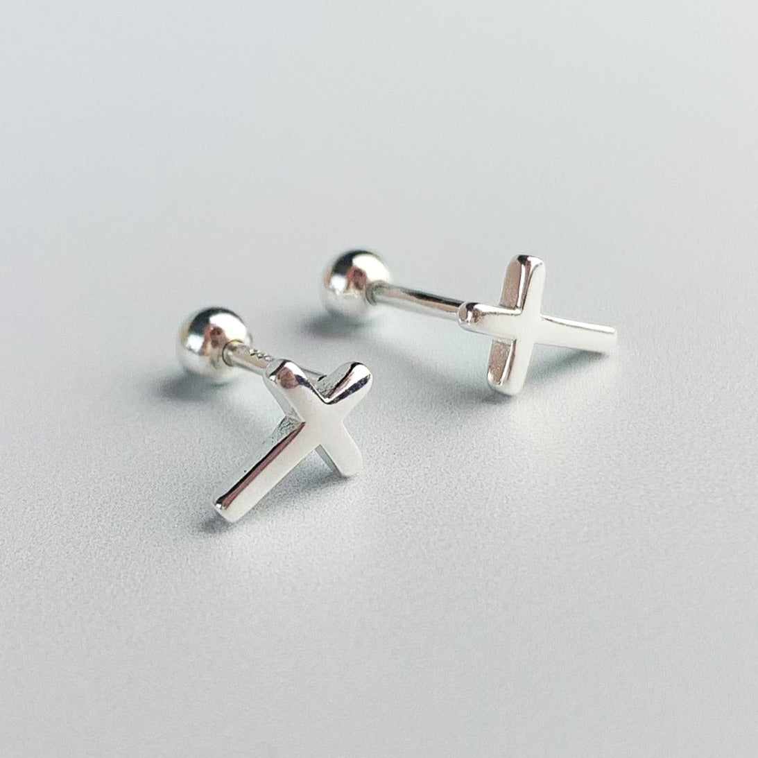 Screw Back Cross Stud Earrings