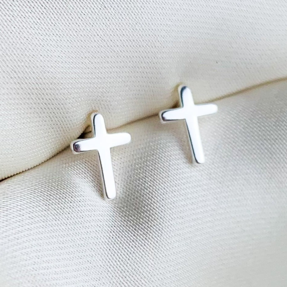 Screw Back Cross Stud Earrings