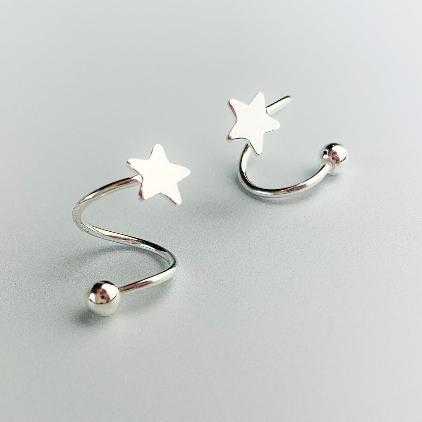 Screw Back Star Spiral Earrings