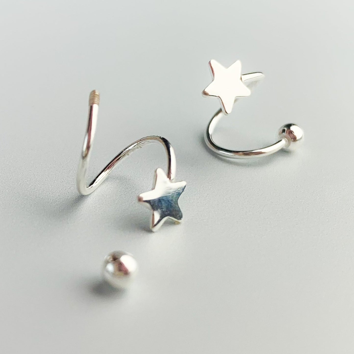 Screw Back Star Spiral Earrings