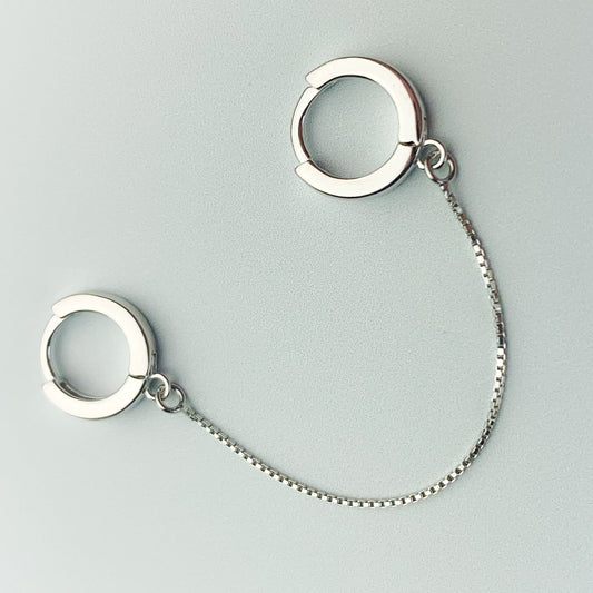 Double Piercing Chain Linked Hoop Earring