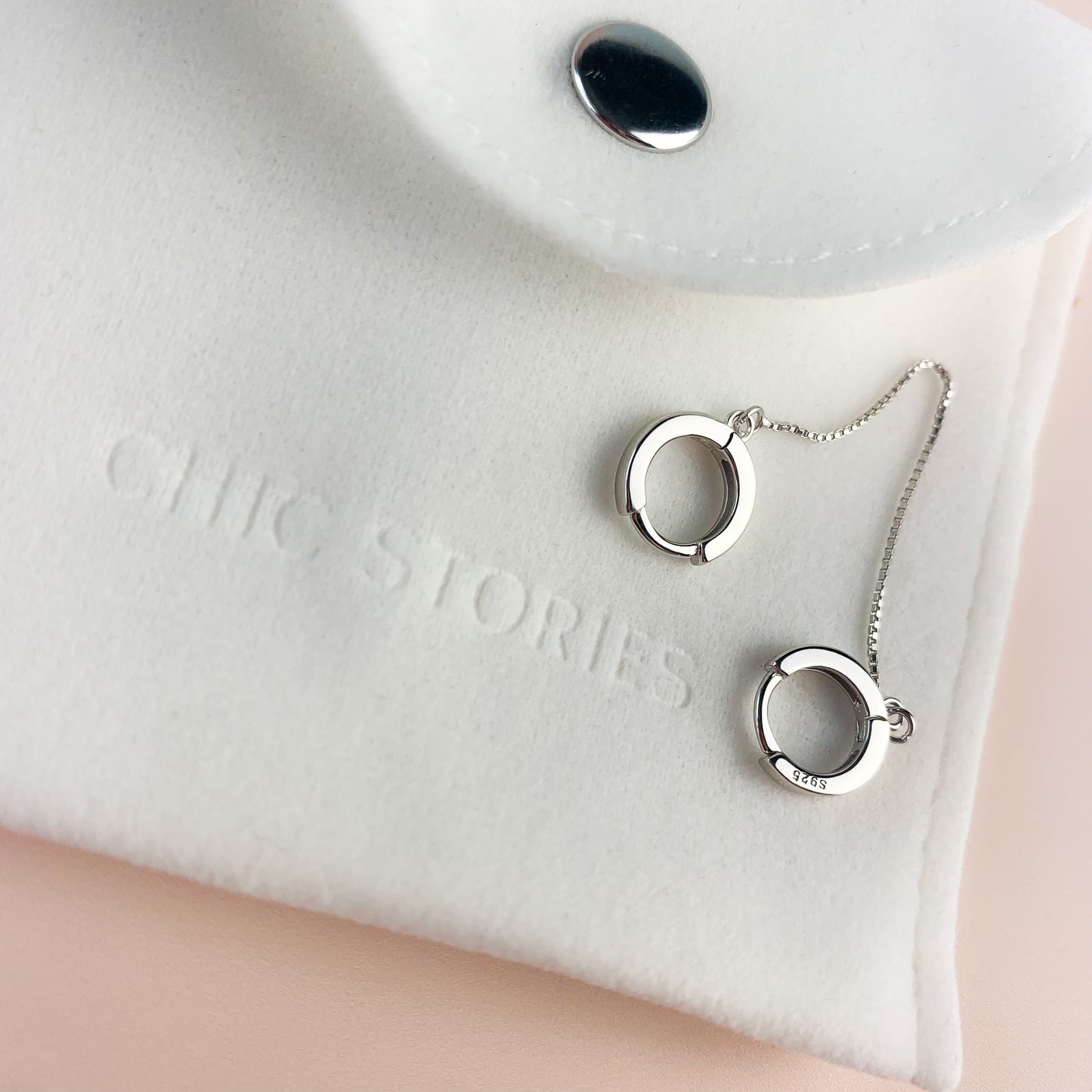Double Piercing Chain Linked Hoop Earring
