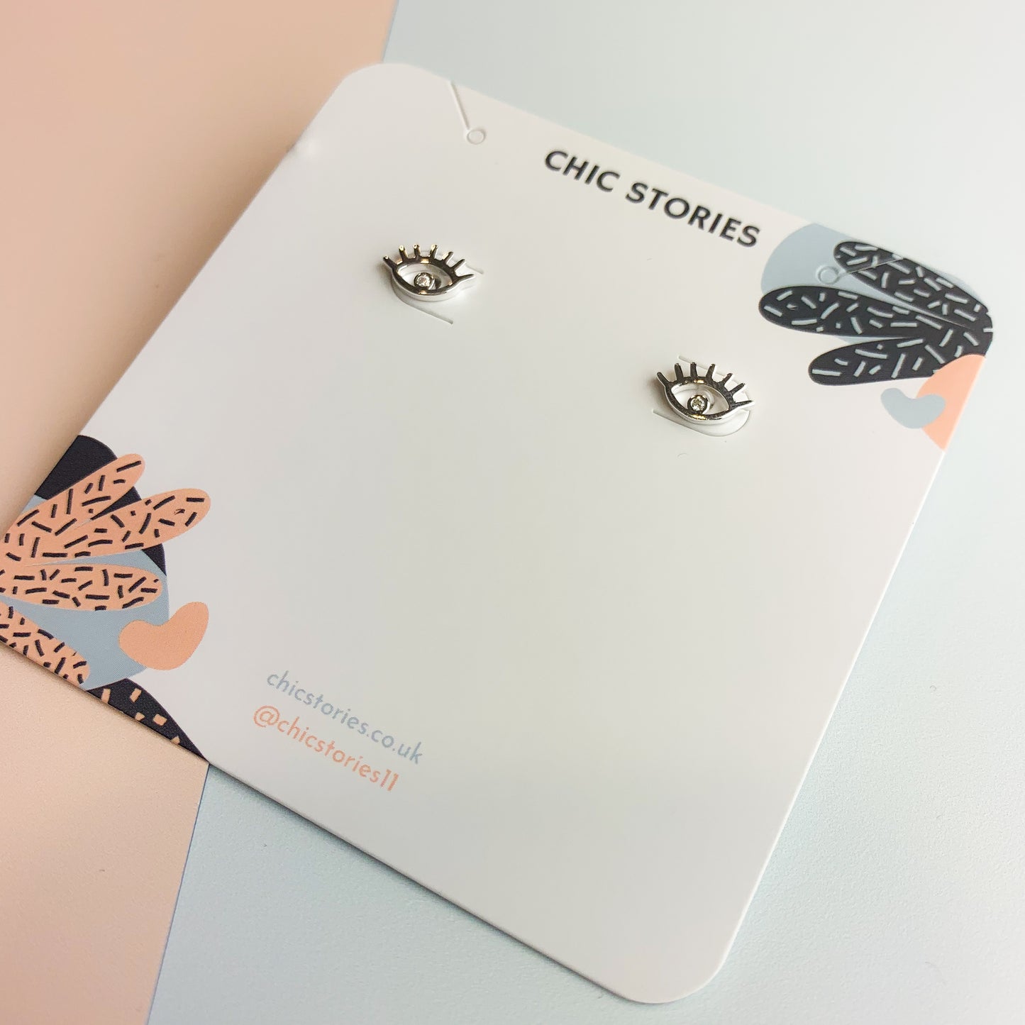 Eye Stud Earrings with Tiny Crystal Details
