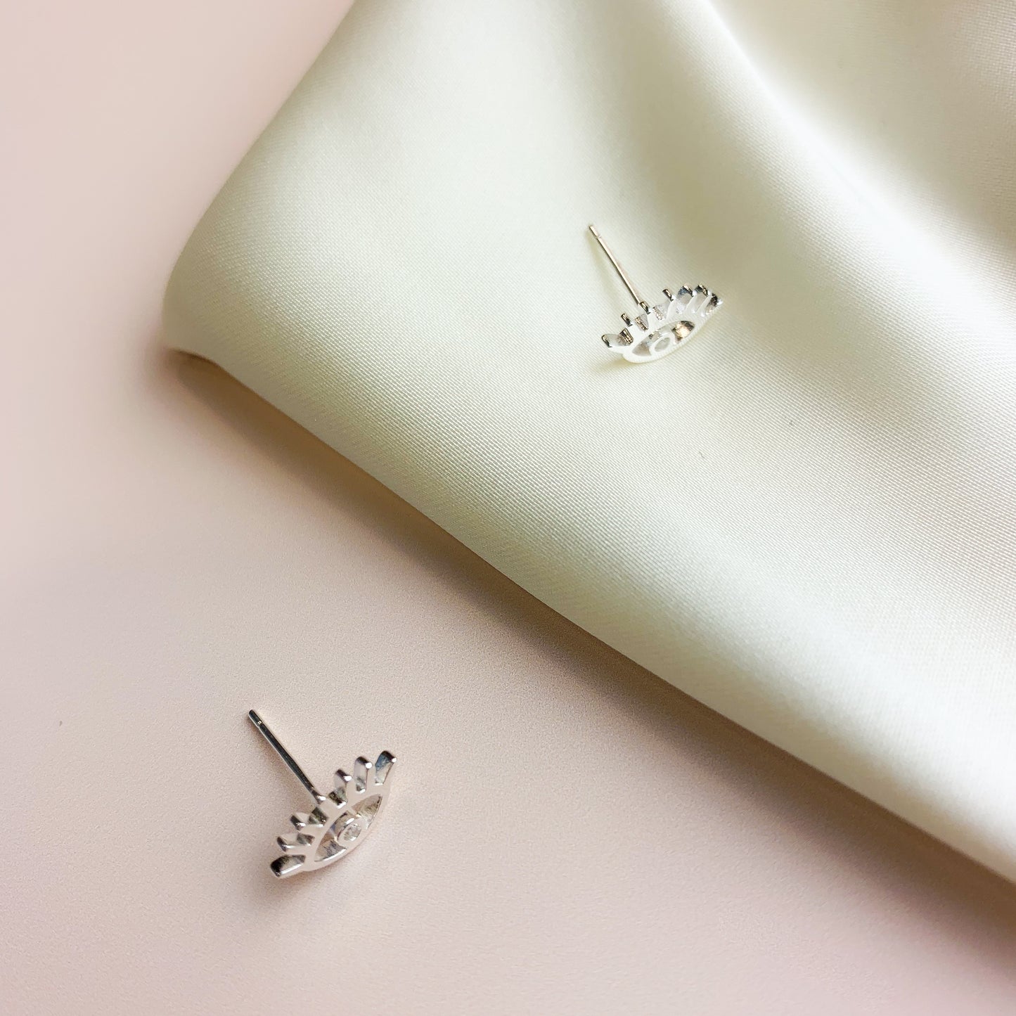 Eye Stud Earrings with Tiny Crystal Details