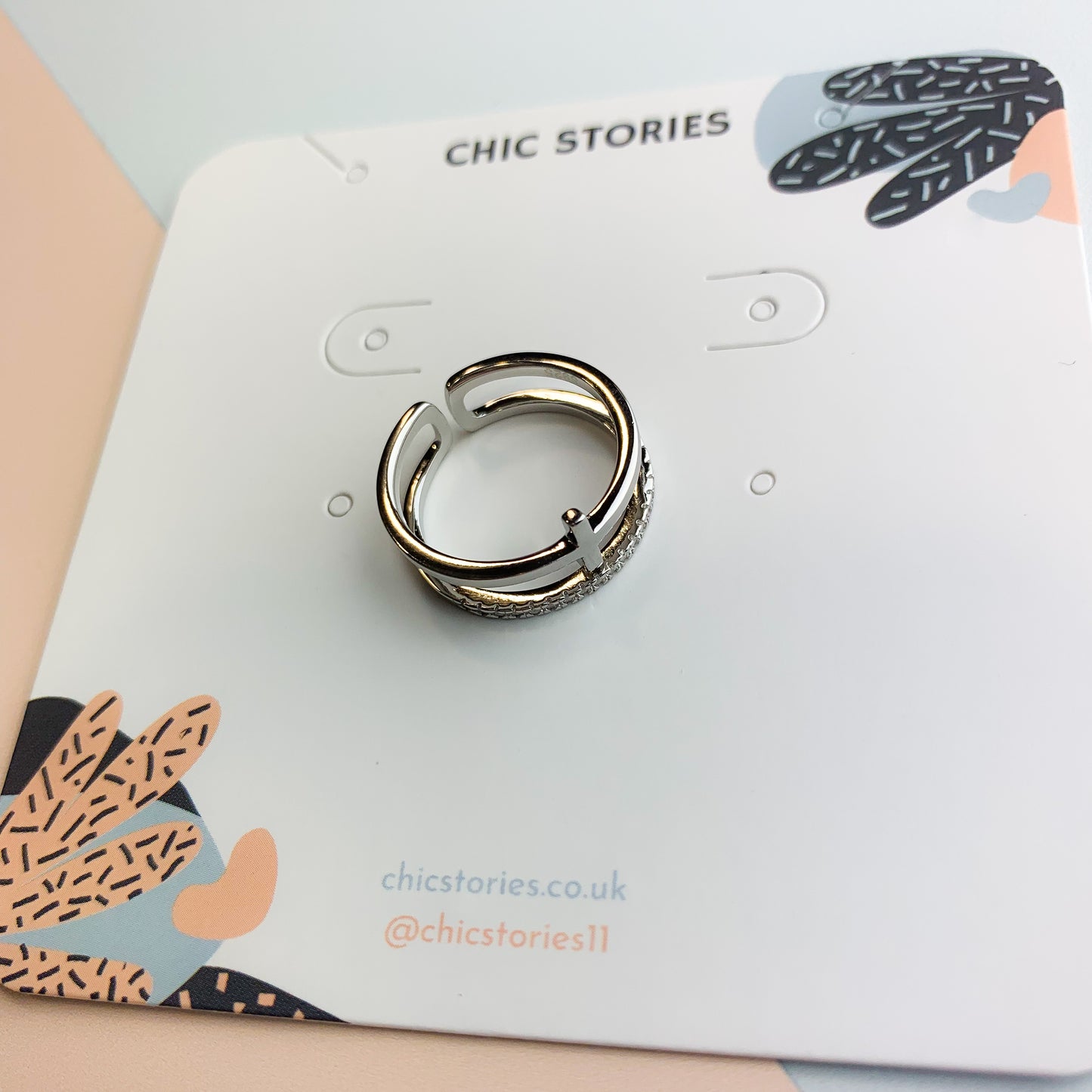Cross Double Band Ring