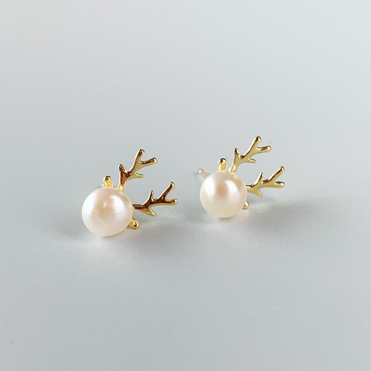 Pearl Reindeer Stud Earrings