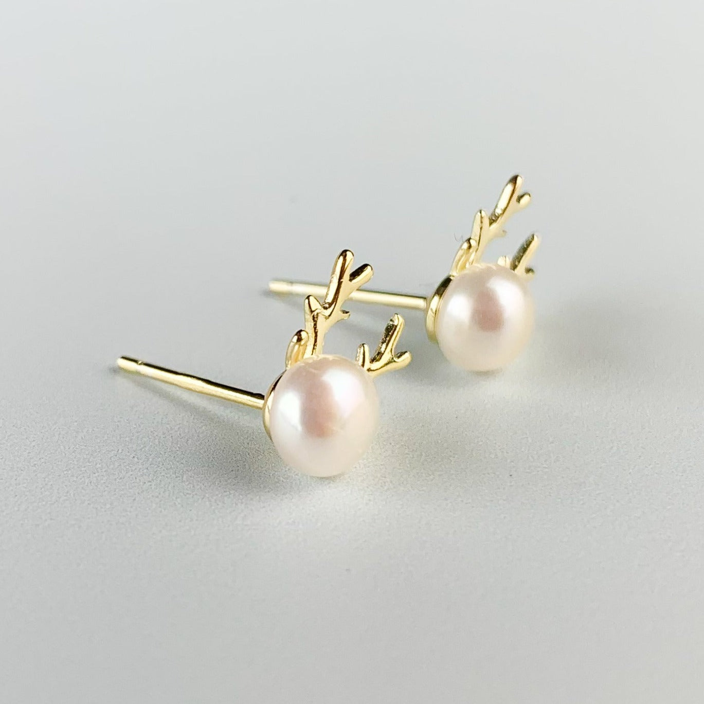 Pearl Reindeer Stud Earrings