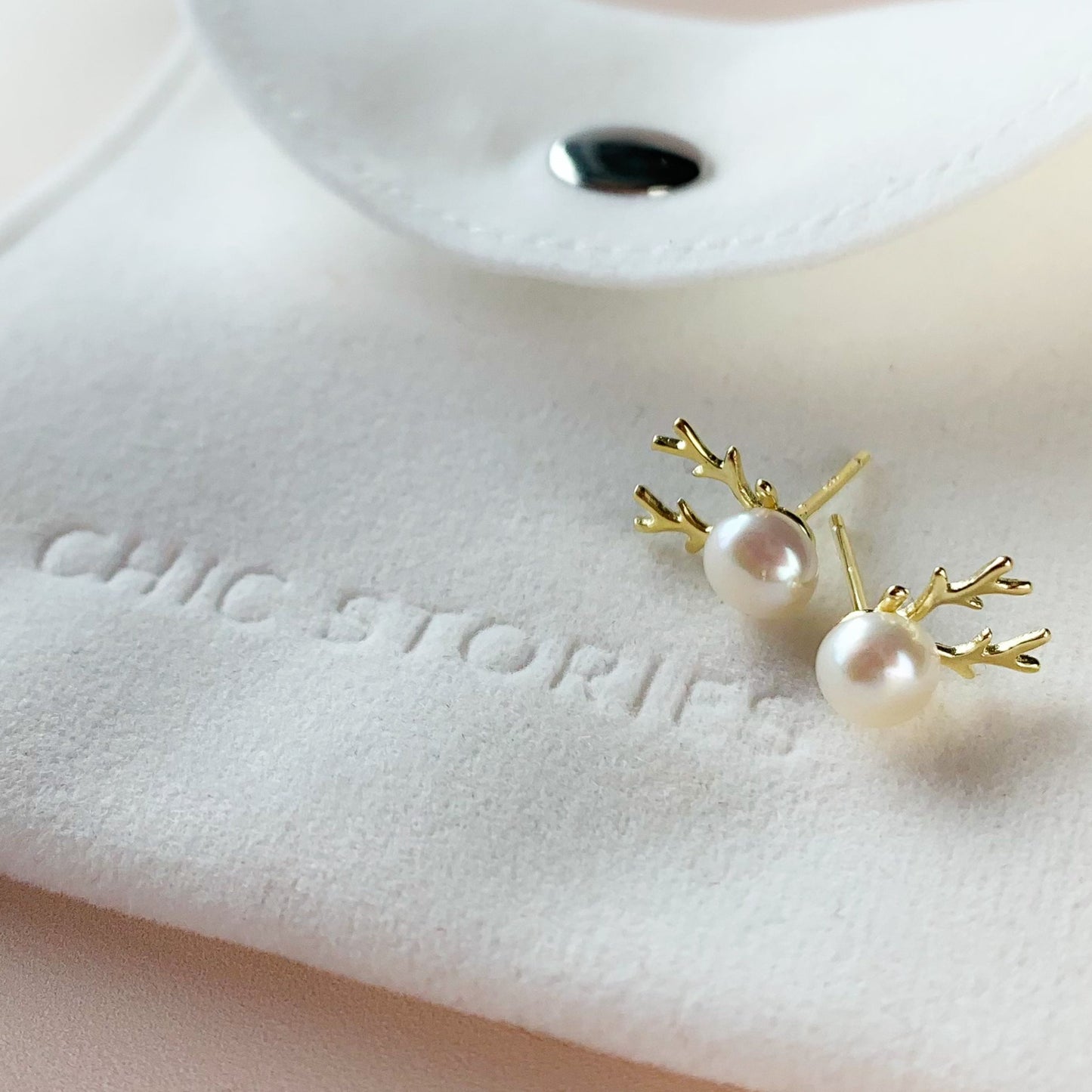 Pearl Reindeer Stud Earrings