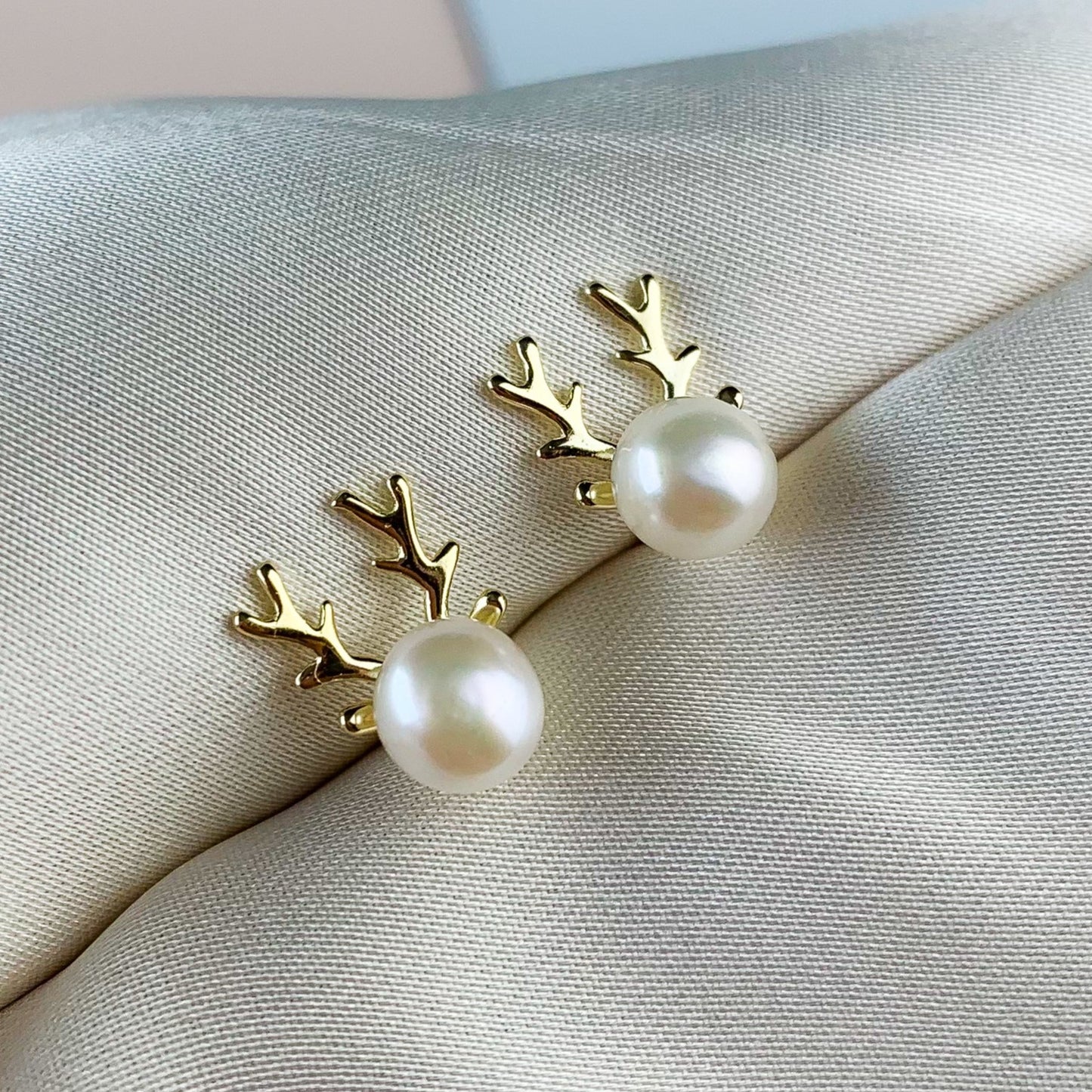 Pearl Reindeer Stud Earrings