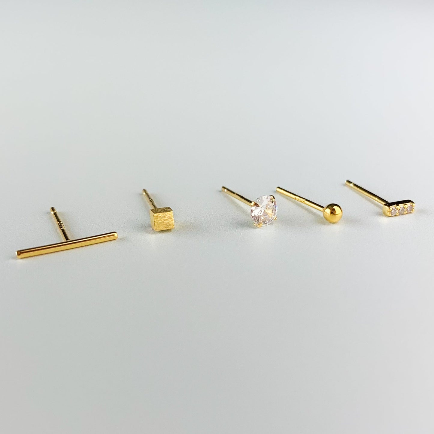 Set of Five Geometric Stud Earrings