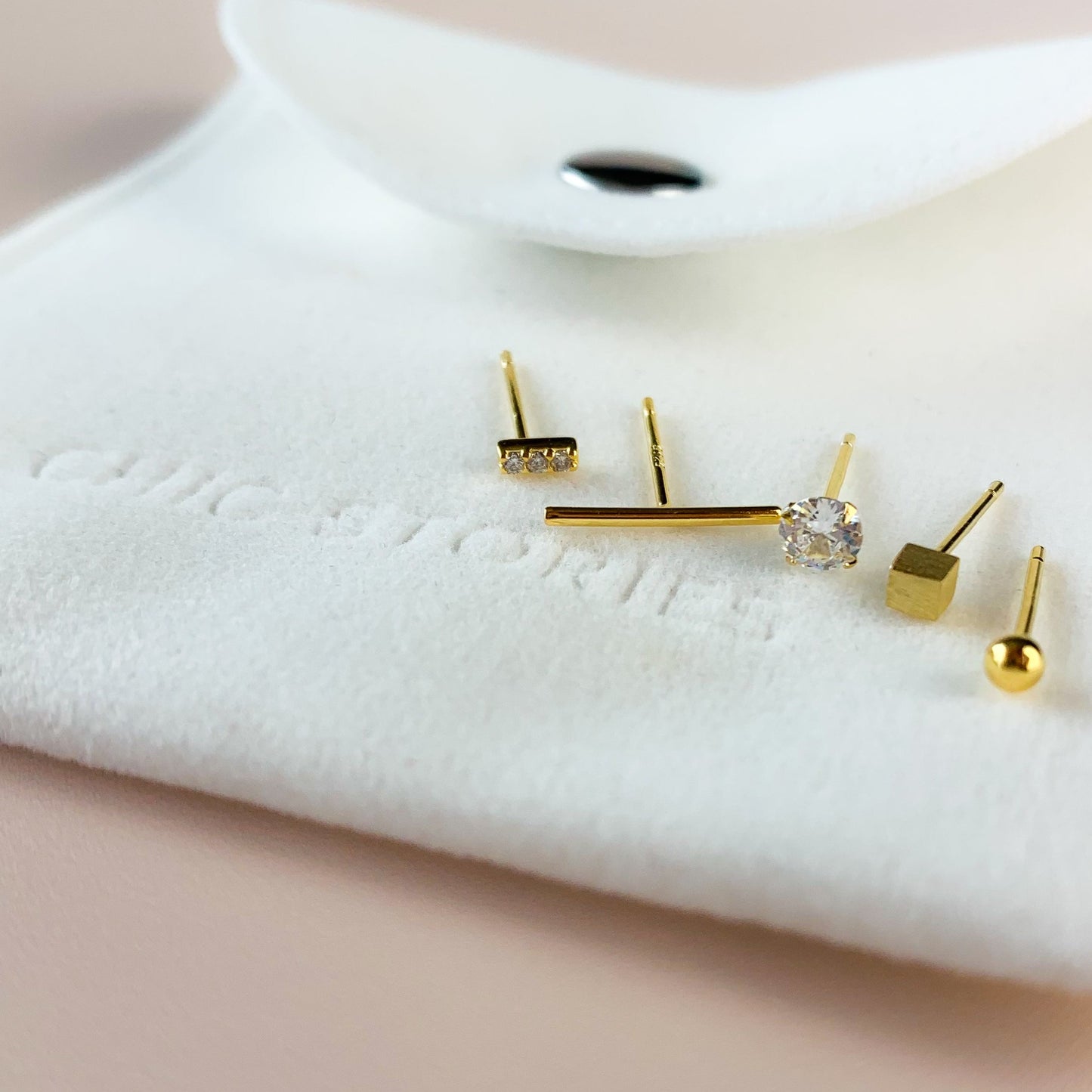 Set of Five Geometric Stud Earrings