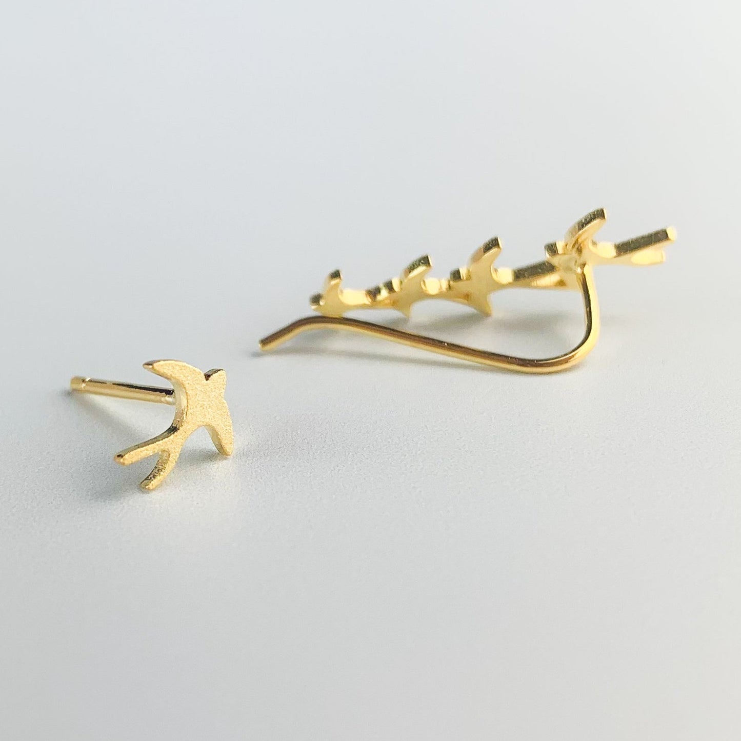 Asymmetrical Bird Ear Climber Earrings