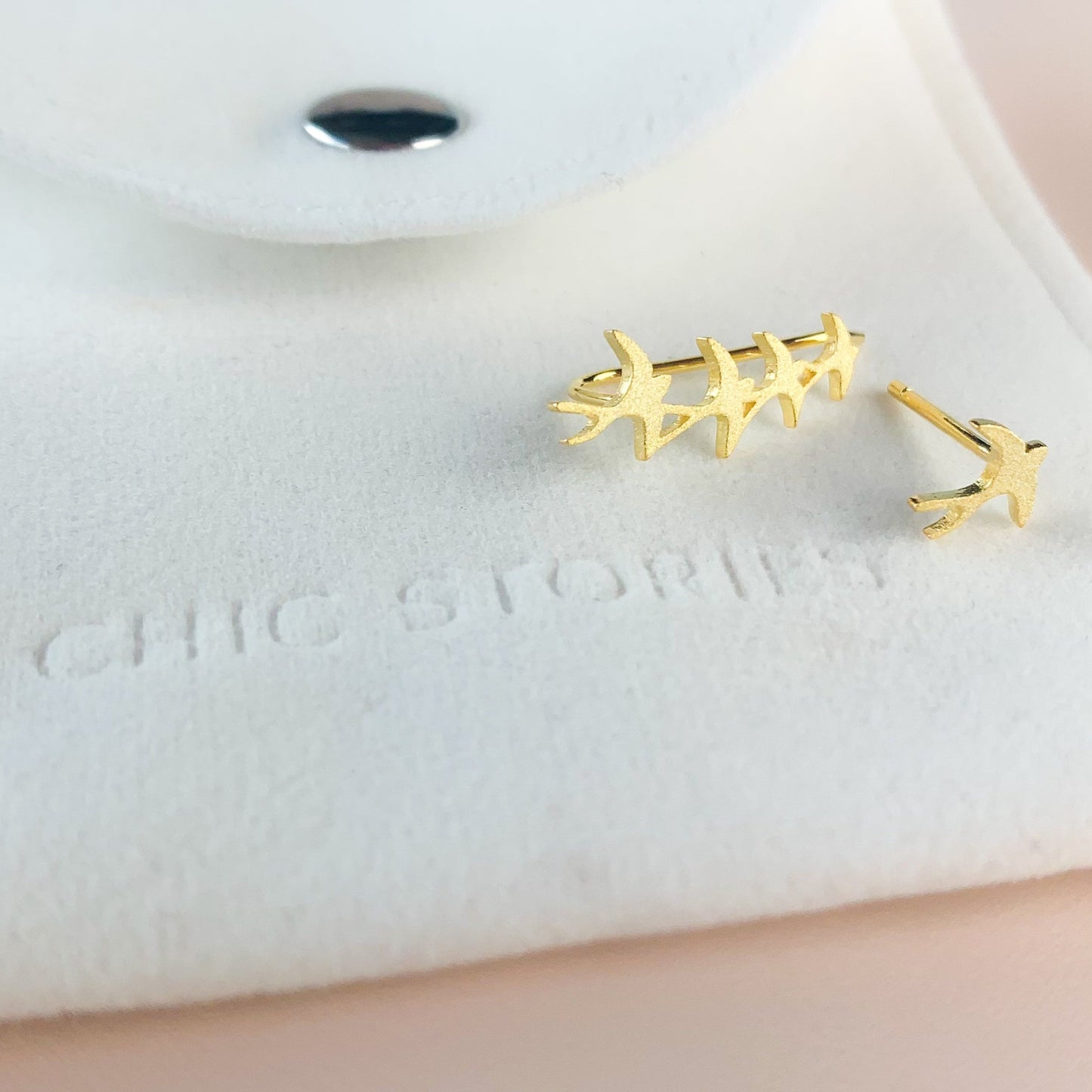 Asymmetrical Bird Ear Climber Earrings