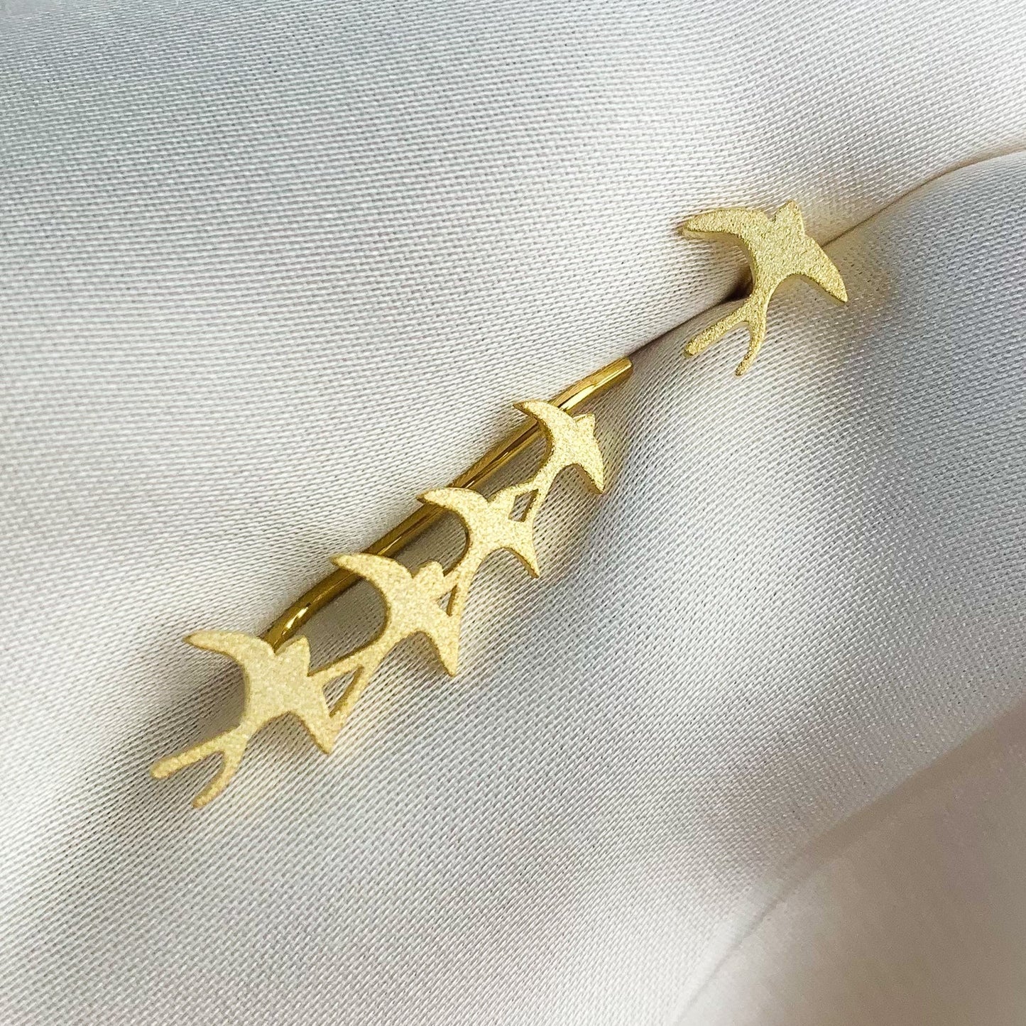 Asymmetrical Bird Ear Climber Earrings