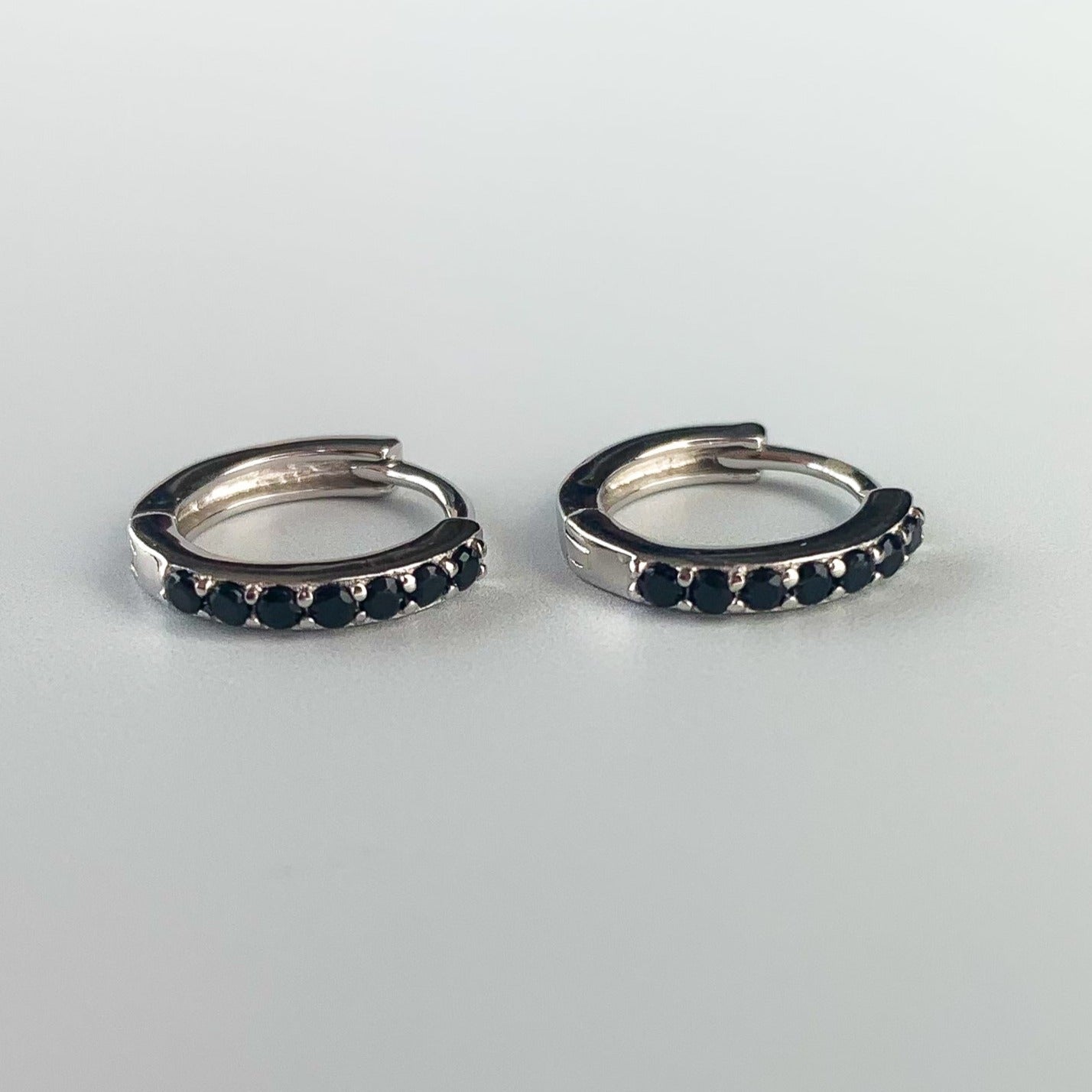 Silver Zircon Hoop Earrings