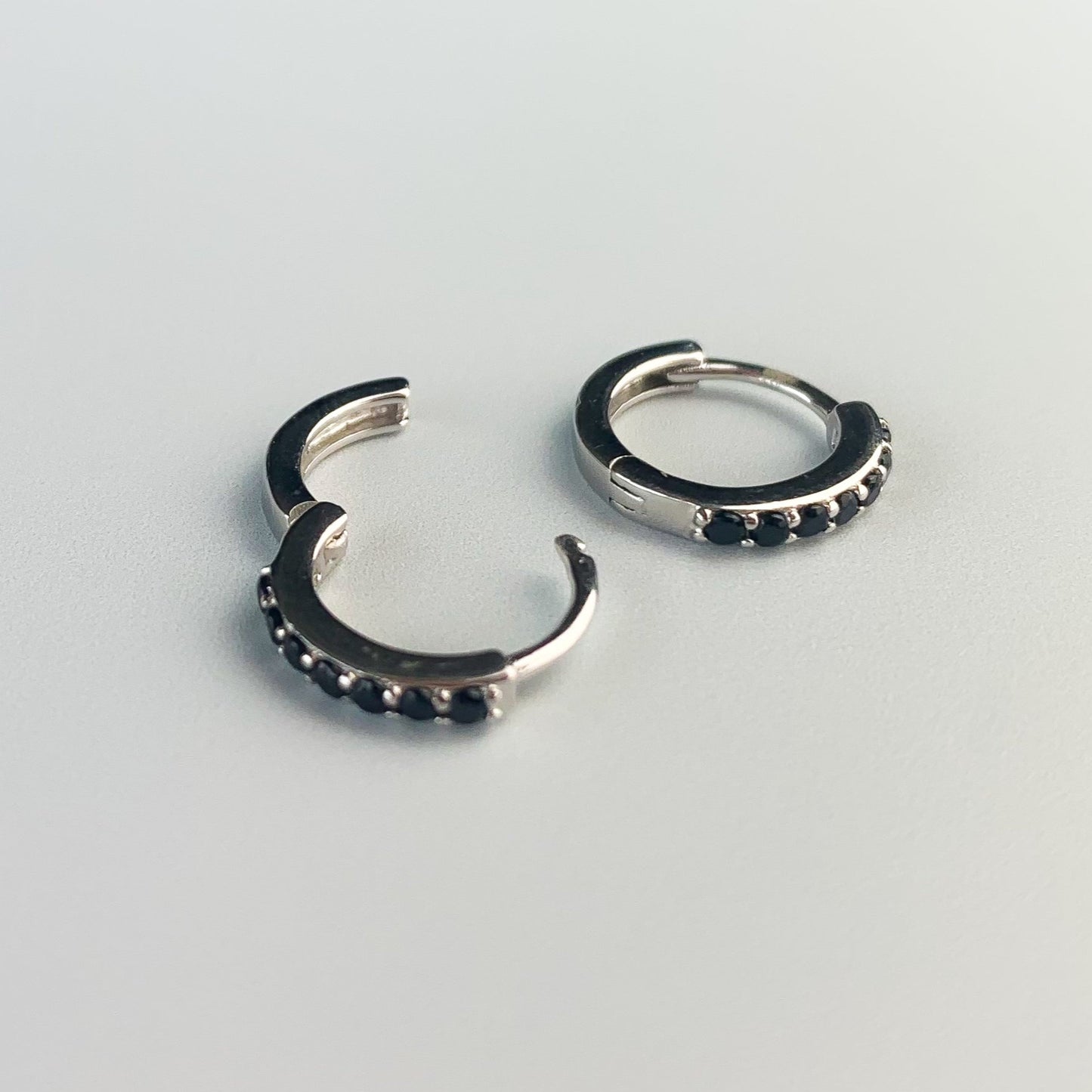 Silver Zircon Hoop Earrings