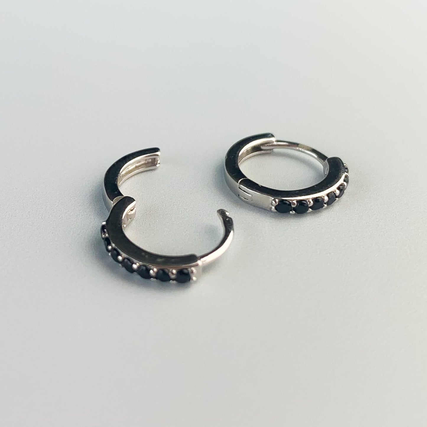 Black or White Crystal Hoop Earrings