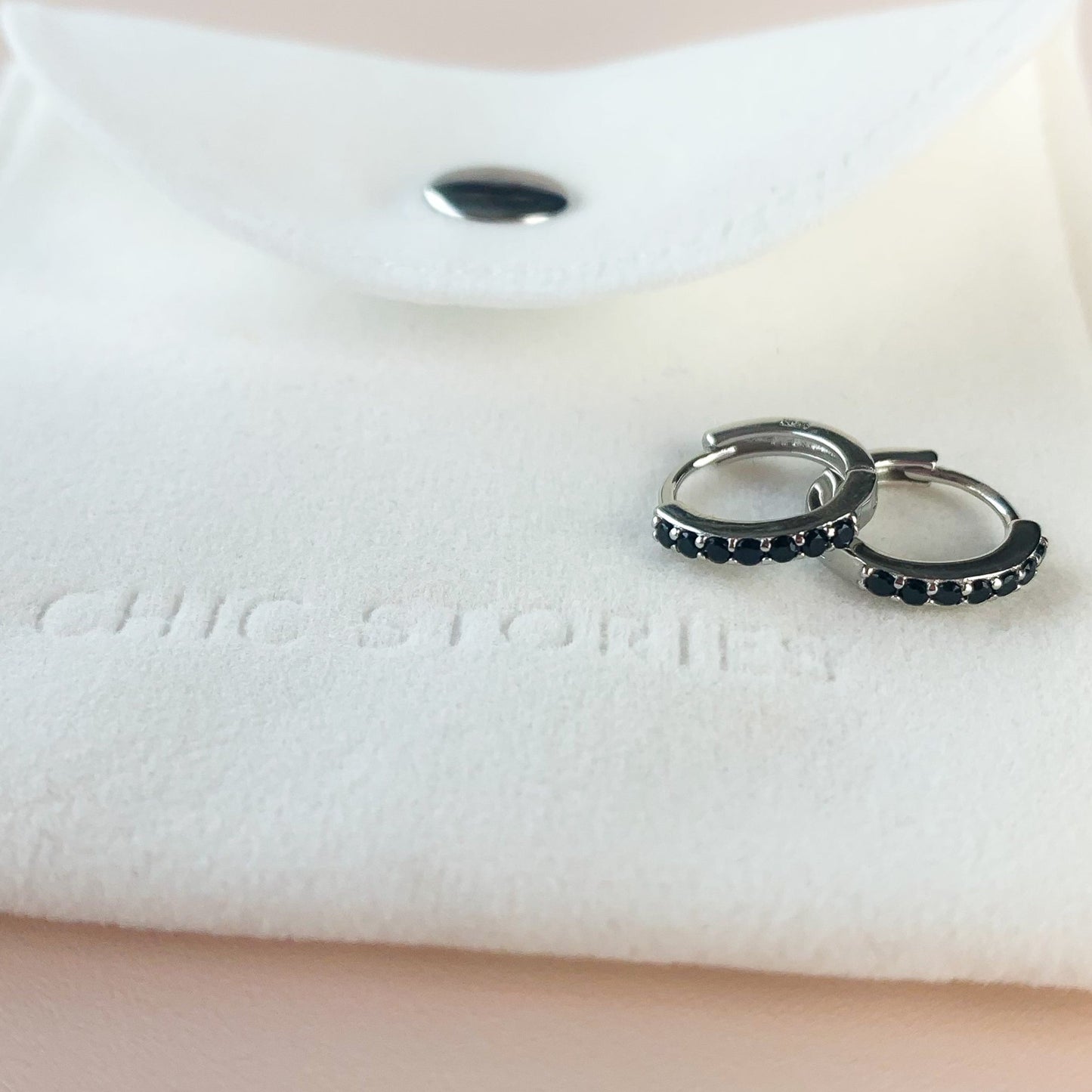 Silver Zircon Hoop Earrings