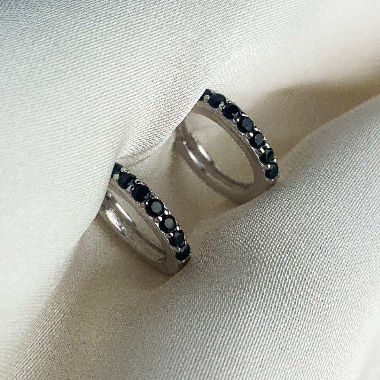 Silver Zircon Hoop Earrings