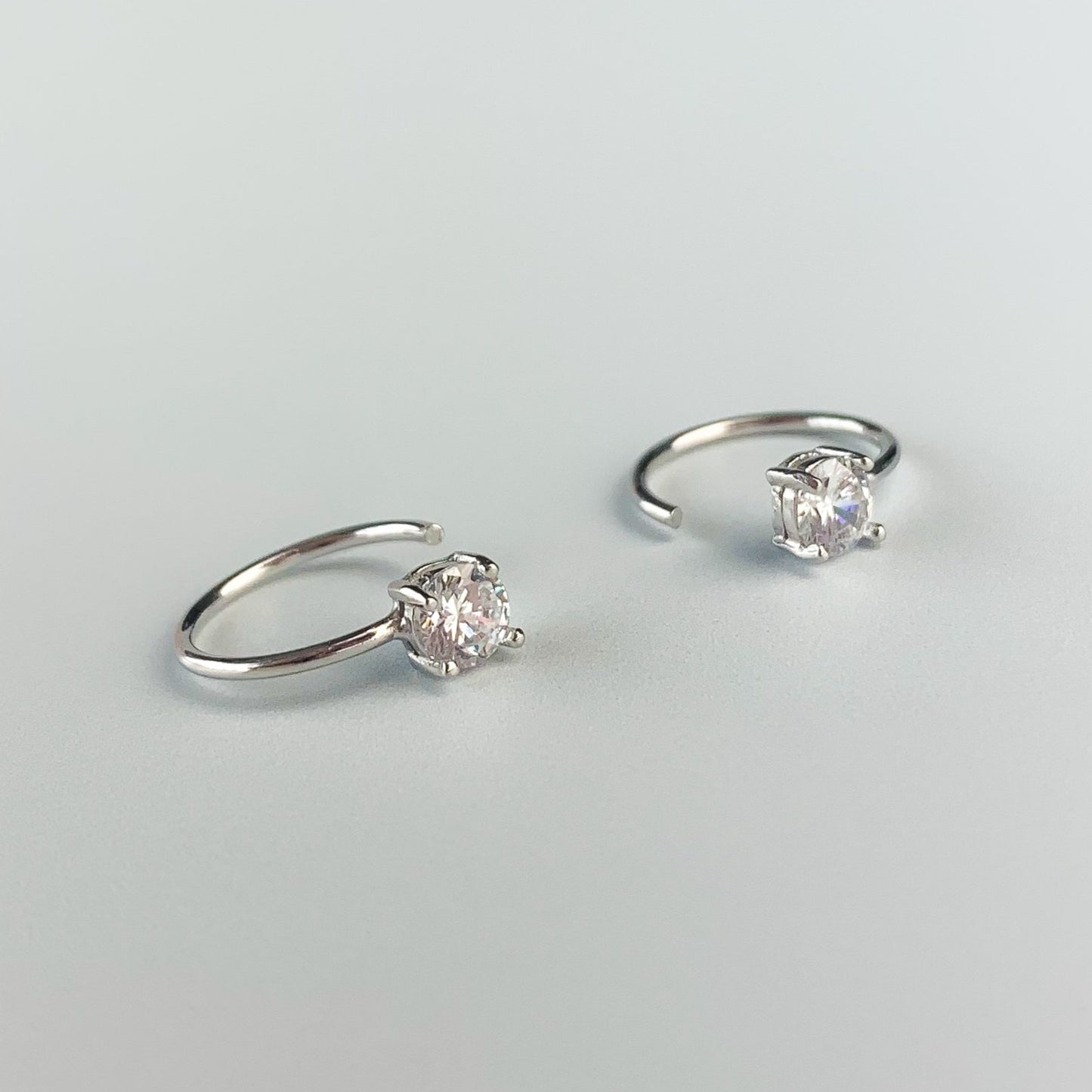 Black or White Crystal Open Hoop Earrings