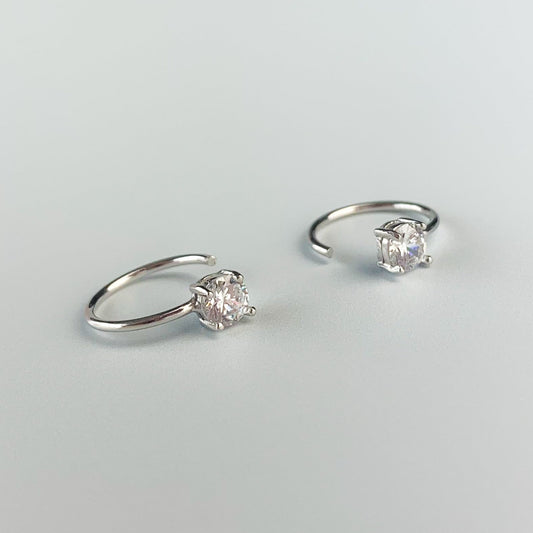 Black or White Crystal Open Hoop Earrings