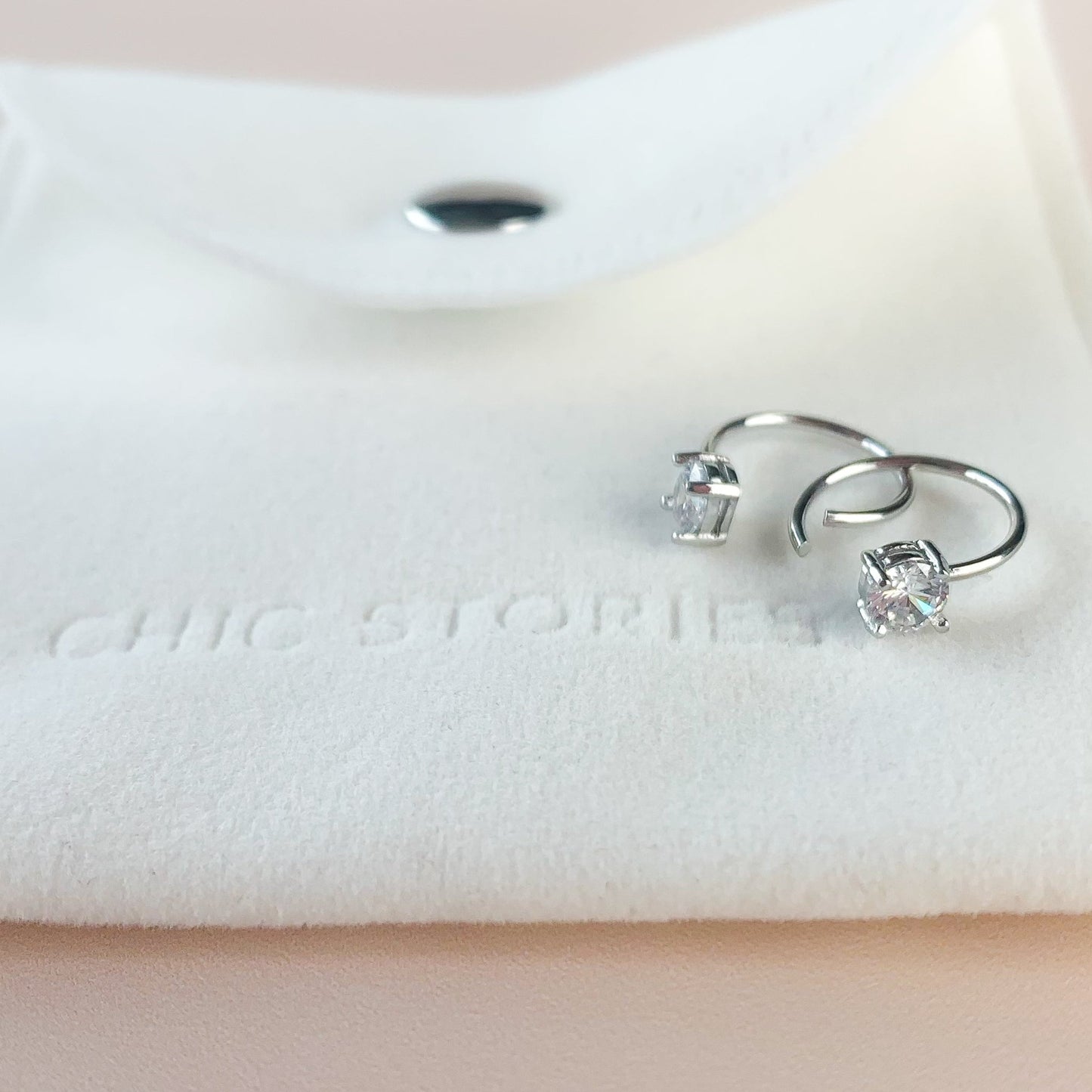 Black or White Crystal Open Hoop Earrings