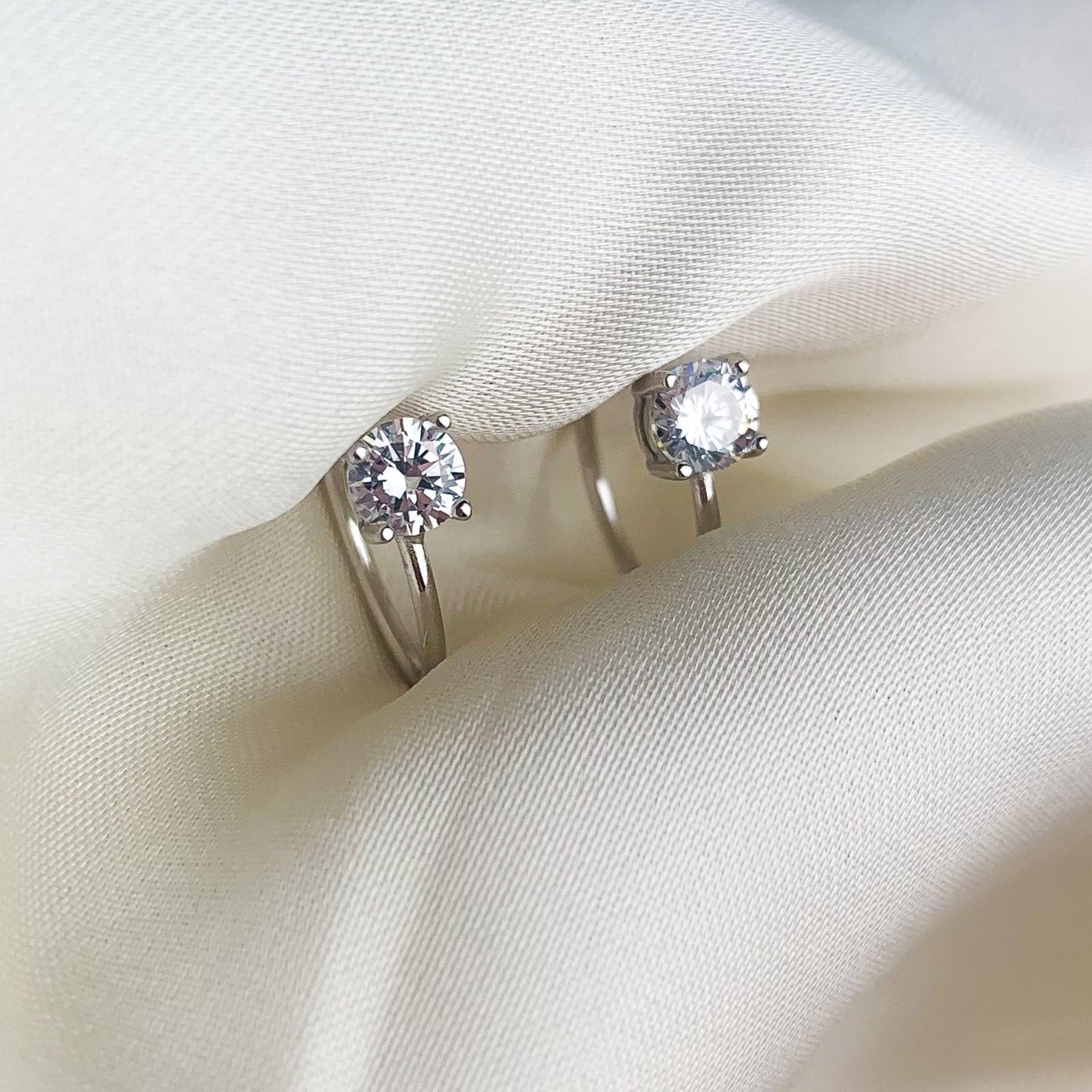 Black or White Crystal Open Hoop Earrings