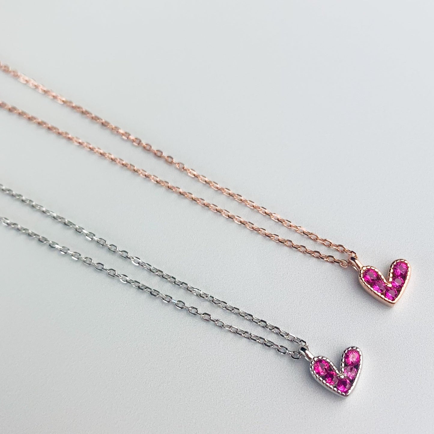 Pink Crystal Heart Pendant Necklace