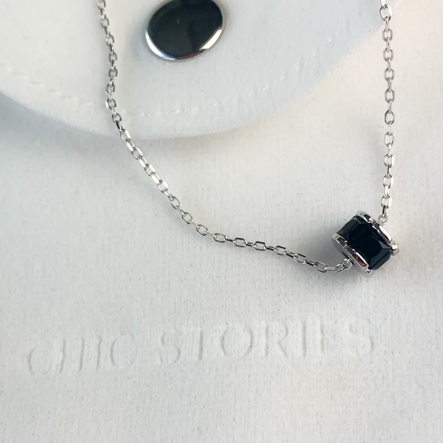 Black or White Crystal Bead Pendant Necklace