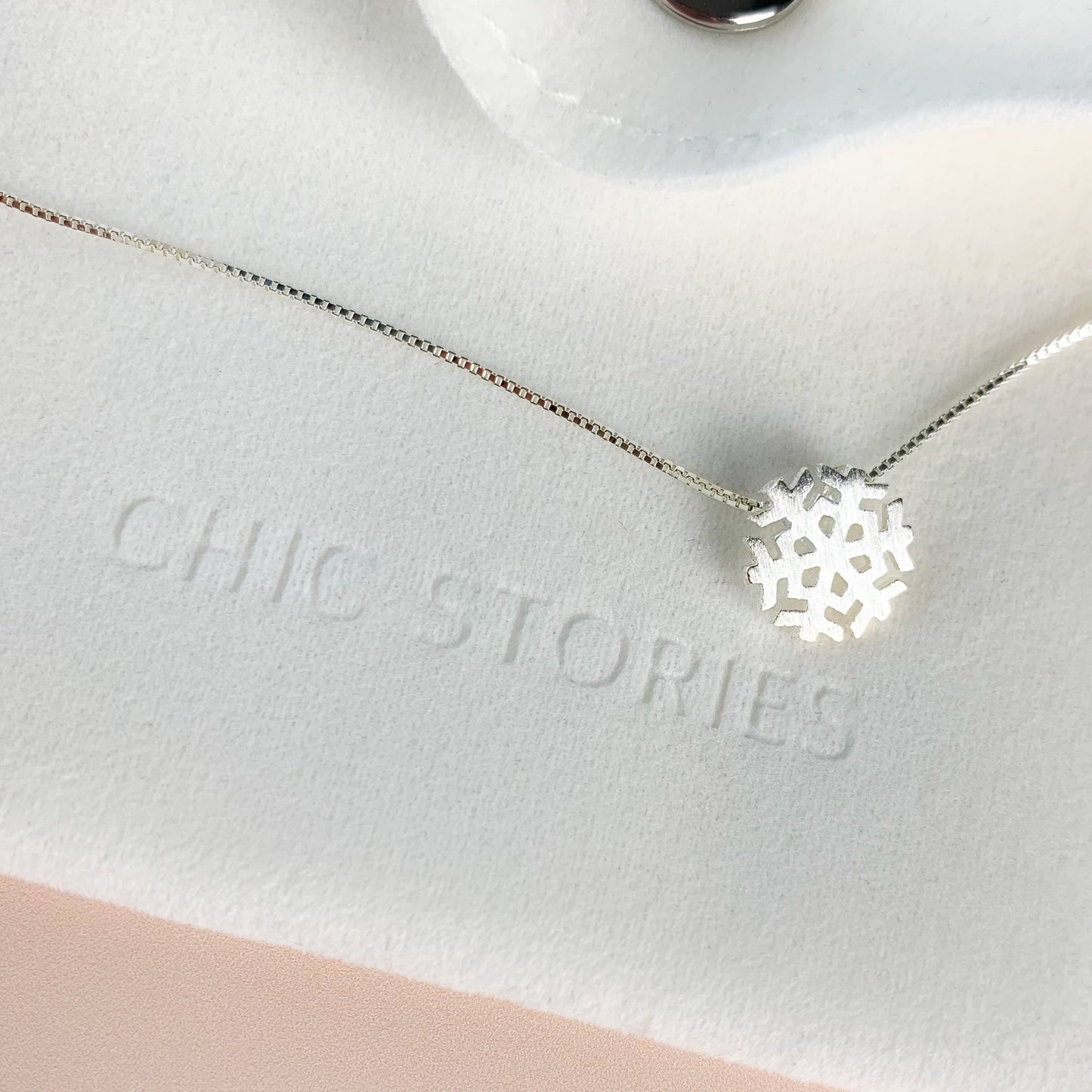 Brushed Silver Snowflake Pendant Necklace