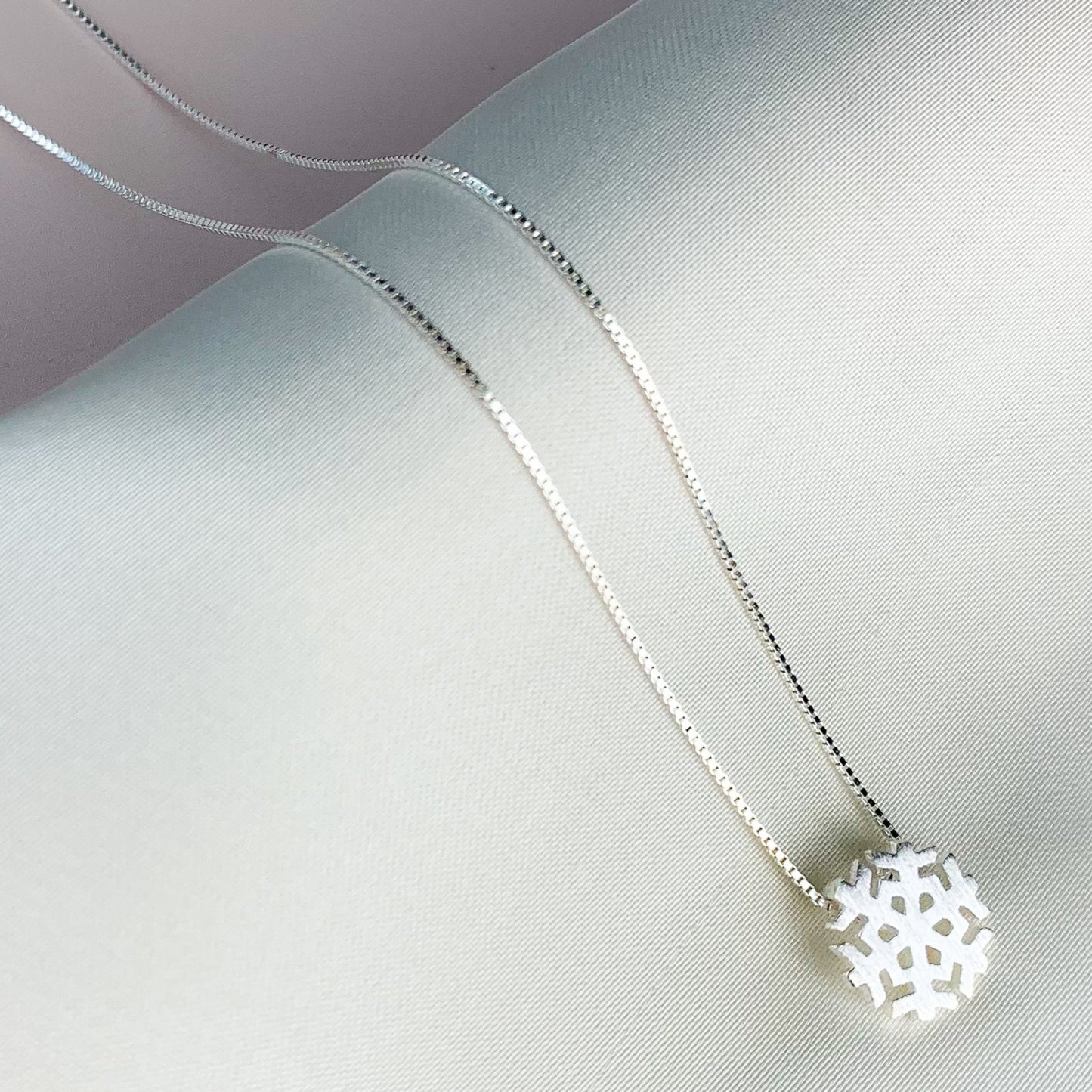 Brushed Silver Snowflake Pendant Necklace