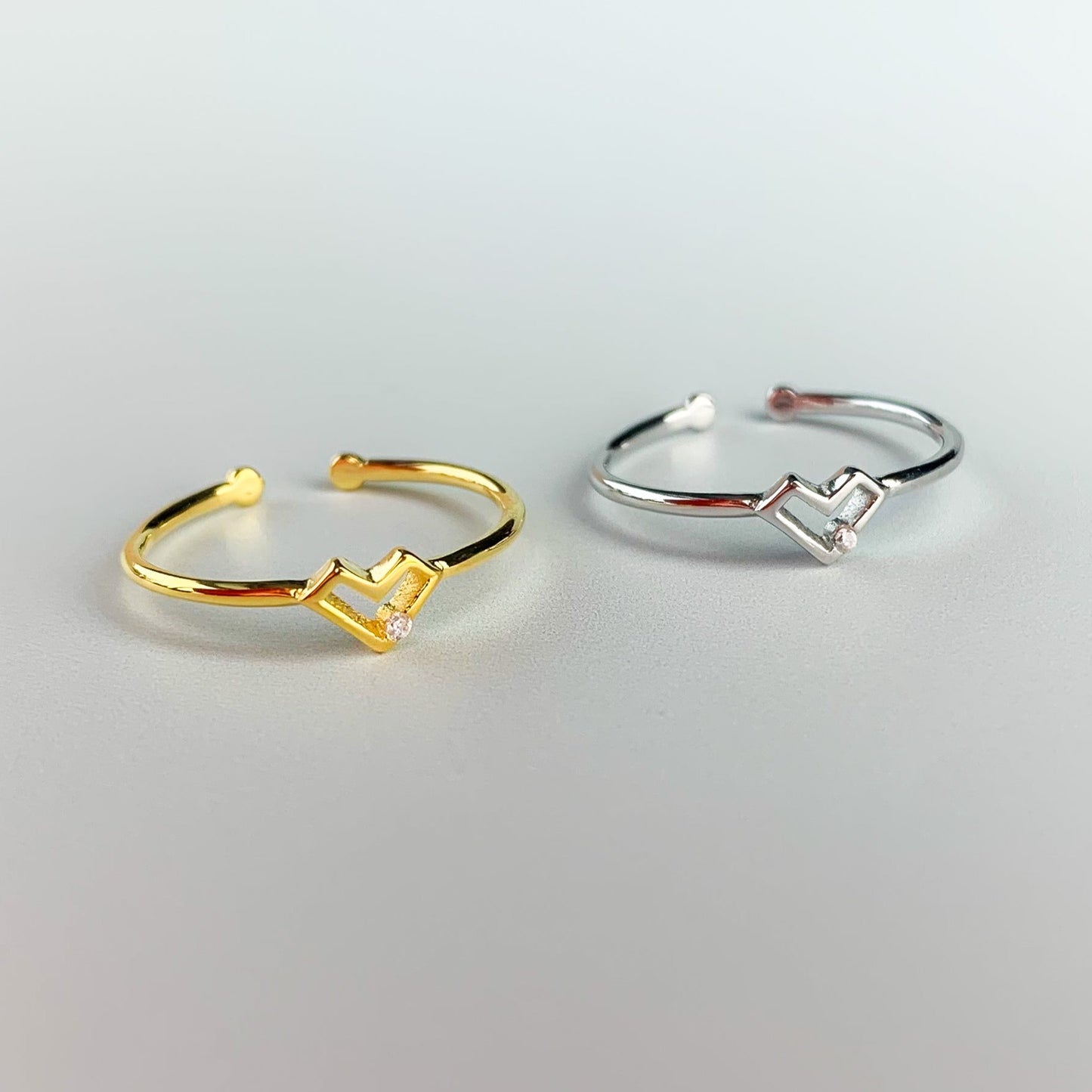 Geometric Heart Adjustable Ring