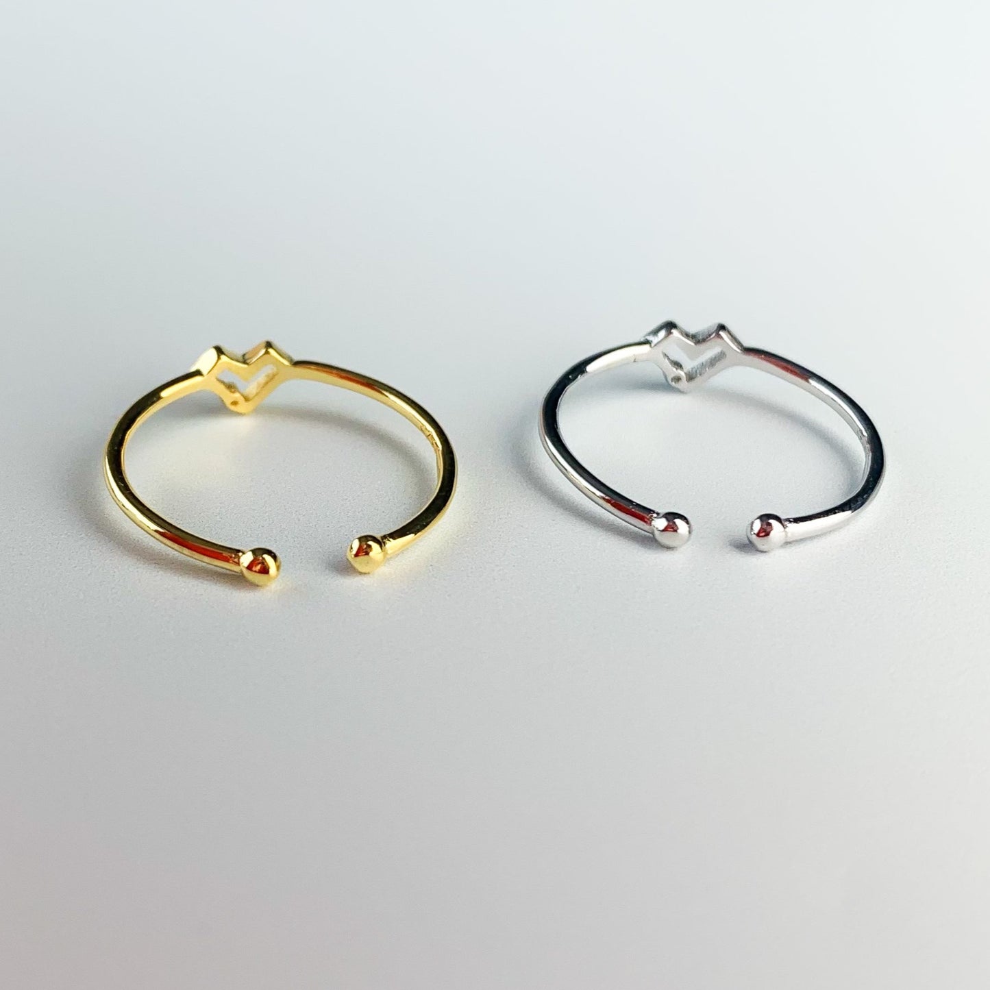 Geometric Heart Adjustable Ring