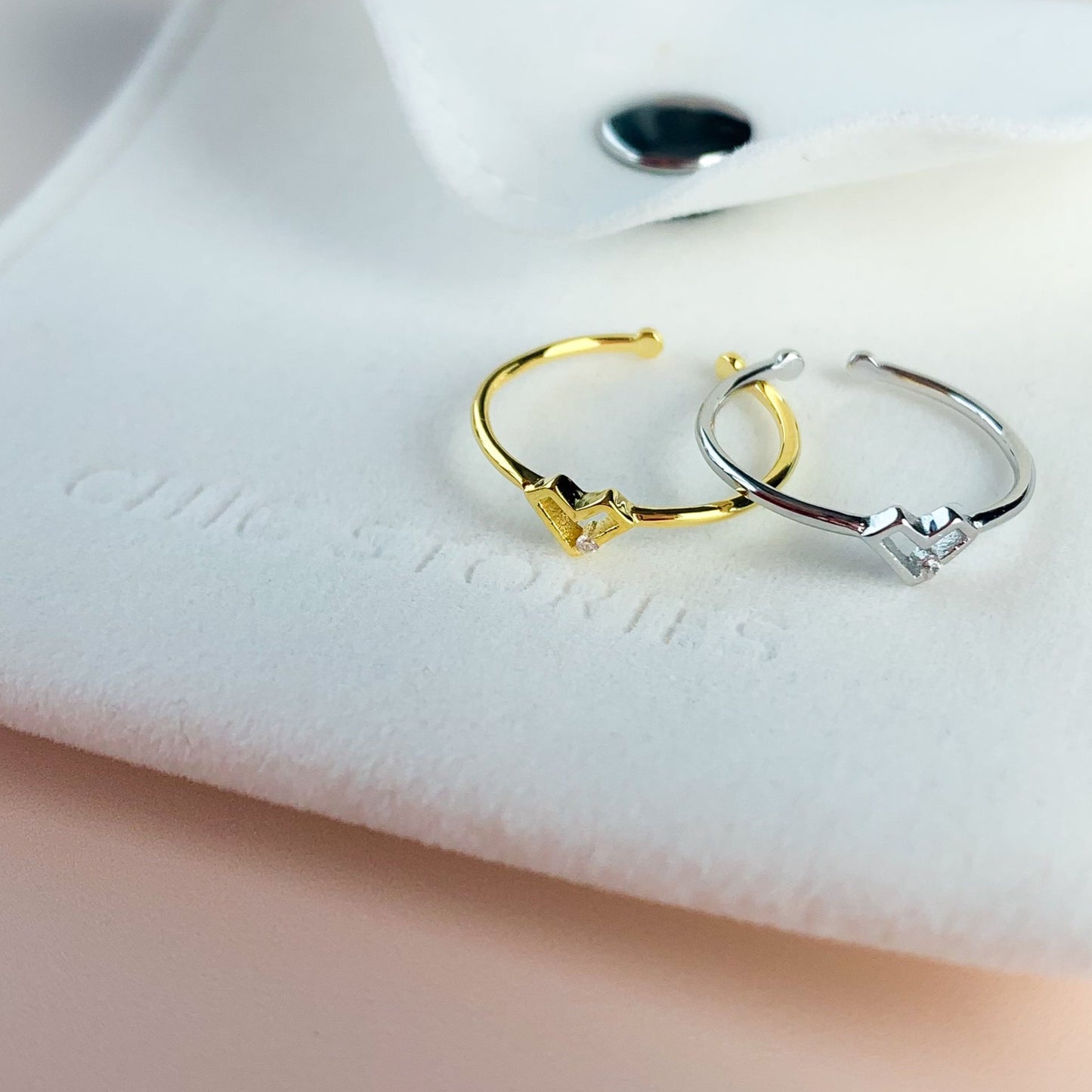 Geometric Heart Adjustable Ring