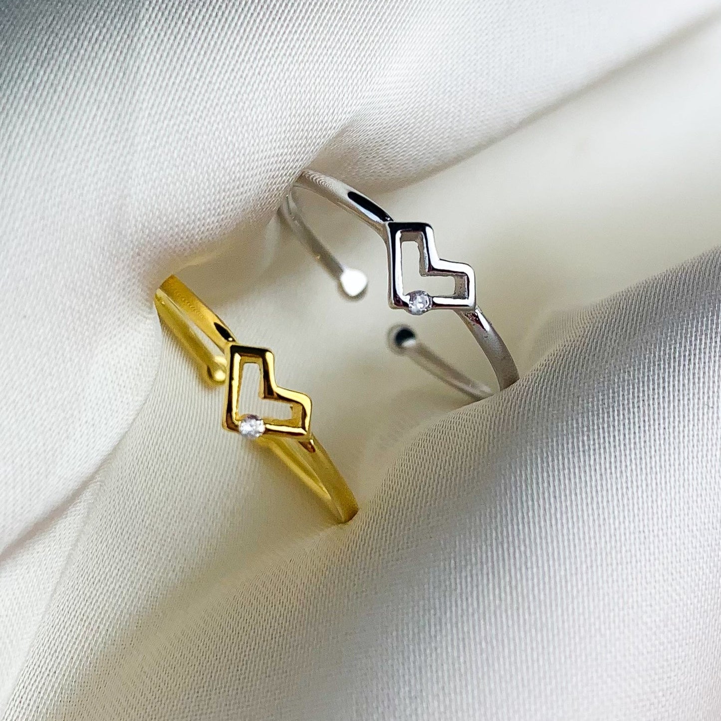 Geometric Heart Adjustable Ring