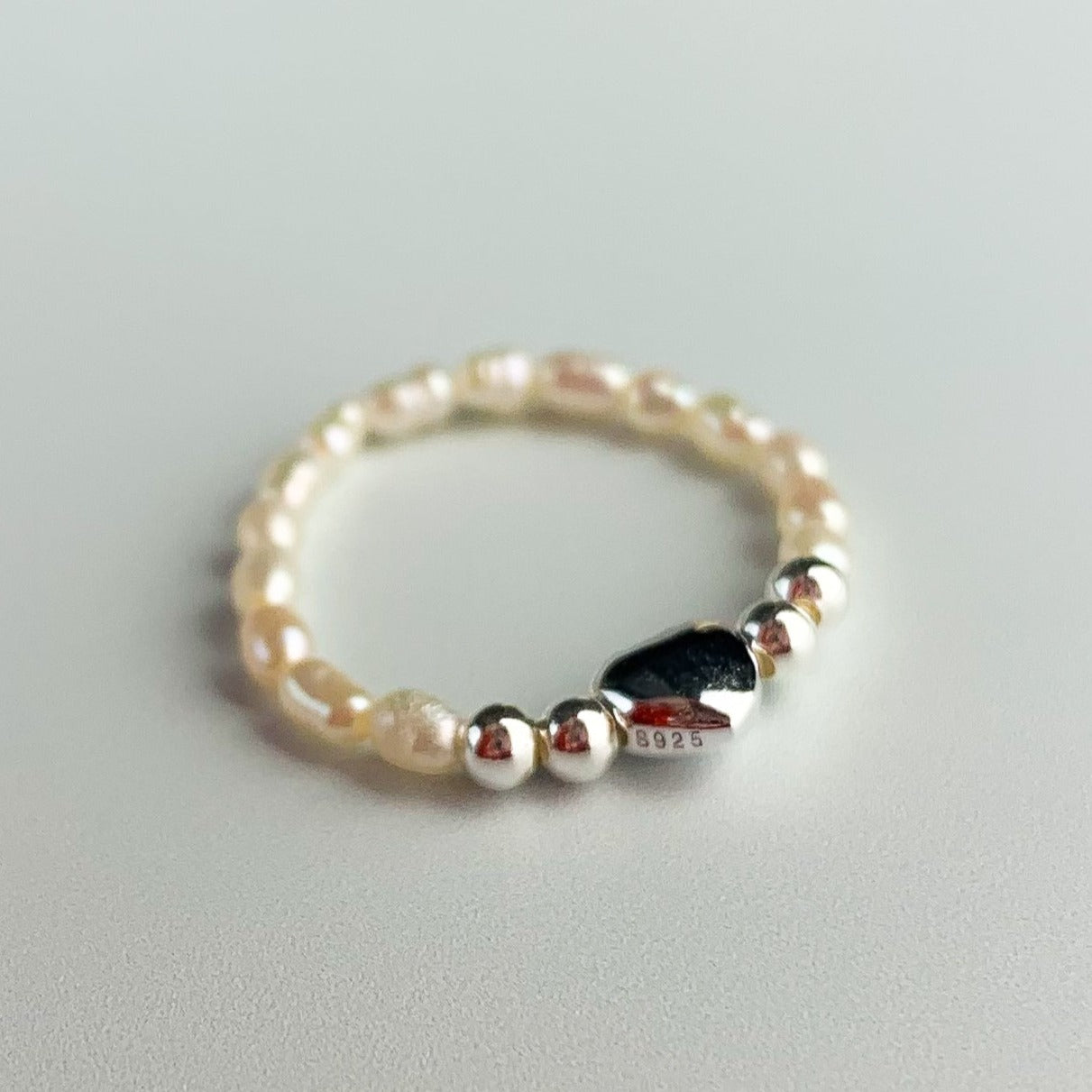 Heart Charm Pearl Bead Ring