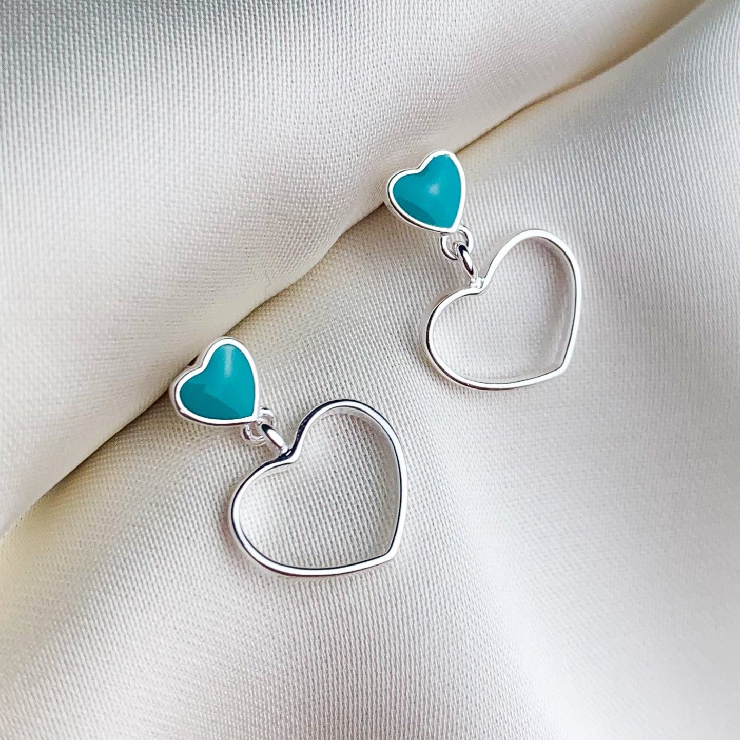 Pink or Blue Heart Drop Earrings