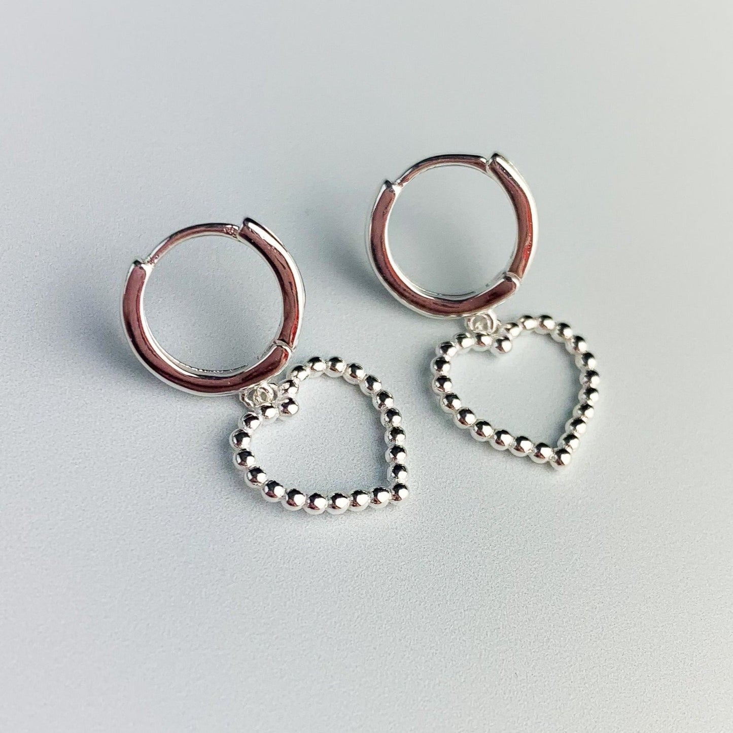 Heart Dangle Huggie Hoop Earrings