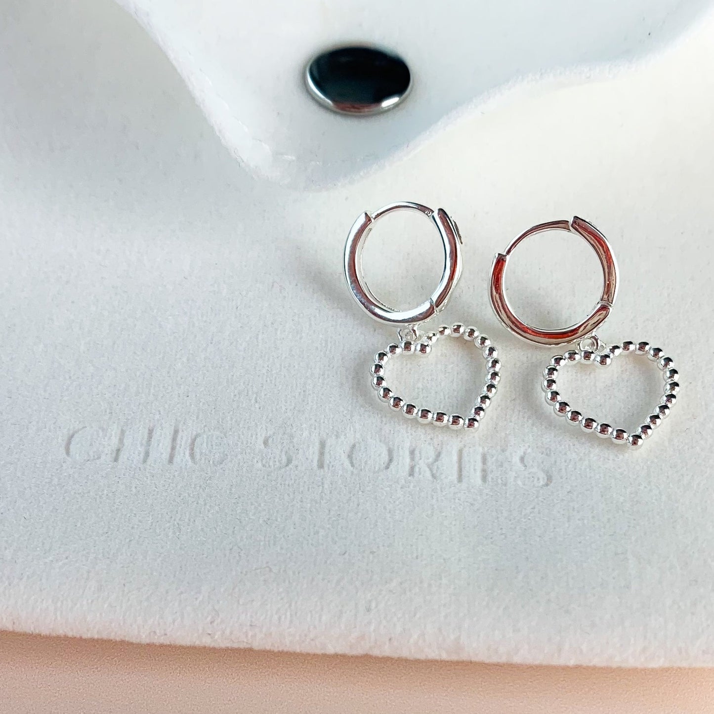 Heart Dangle Huggie Hoop Earrings