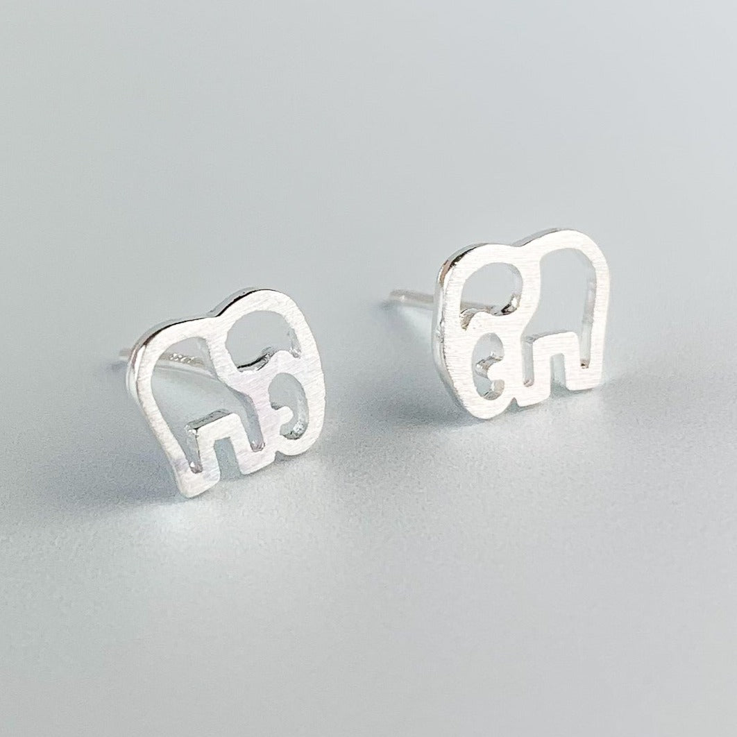 Elephant Outline Stud Earrings