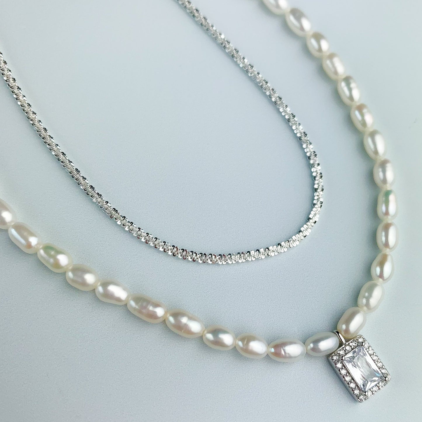 Layering Pearl and Chain Necklaces