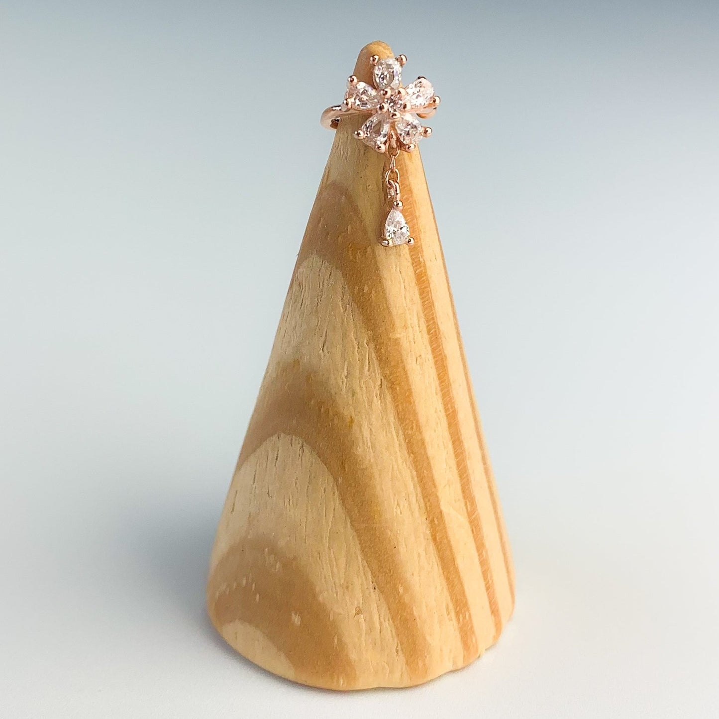 Crystal Flower Dangle Ear Cuff