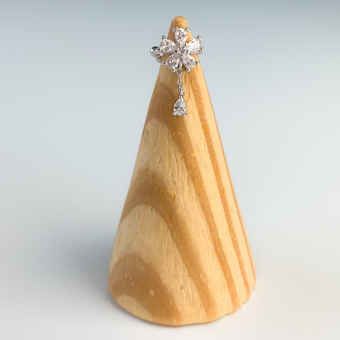 Crystal Flower Dangle Ear Cuff