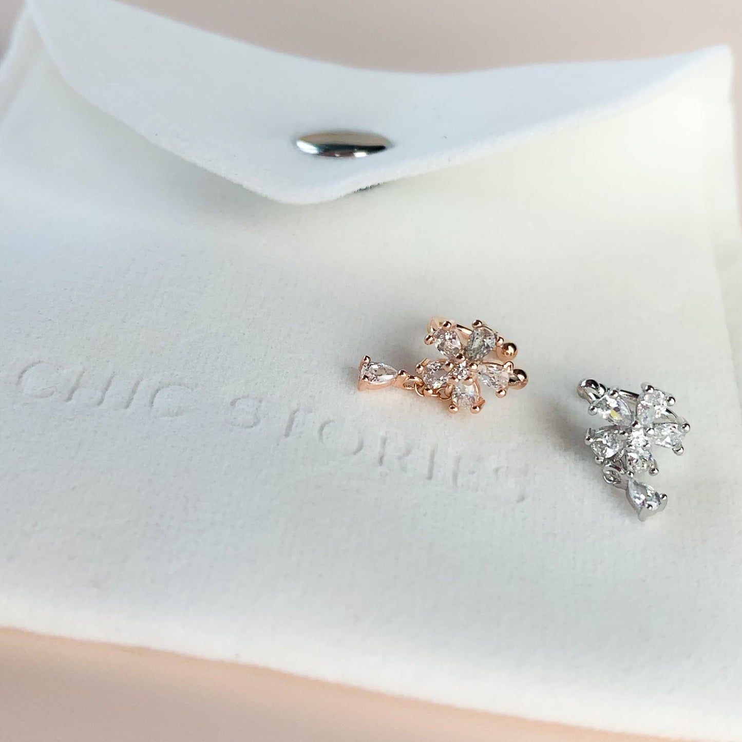 Crystal Flower Dangle Ear Cuff