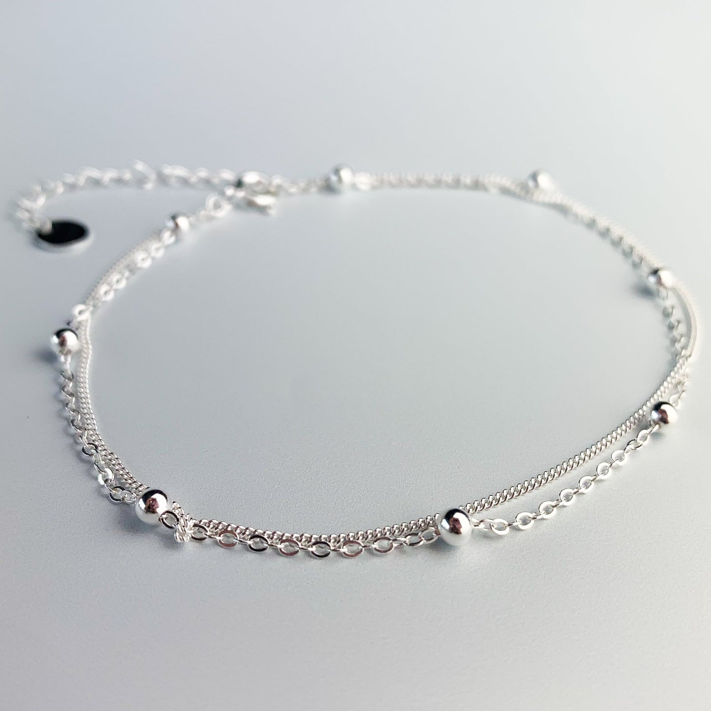 Double Chain and Bead Anklet