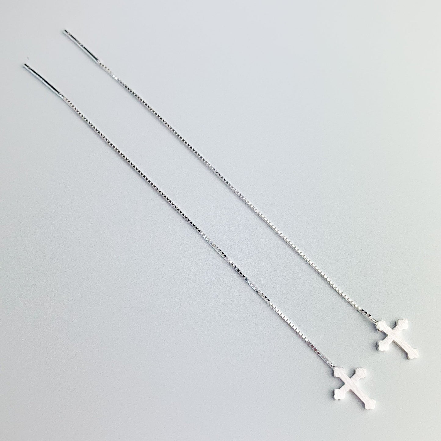 Gothic Cross Threader Earrings