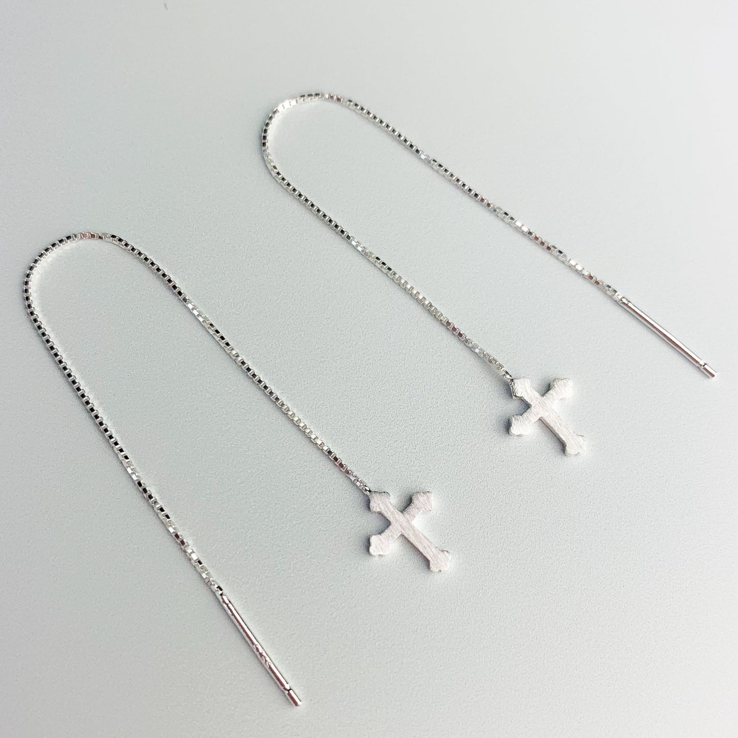 Gothic Cross Threader Earrings