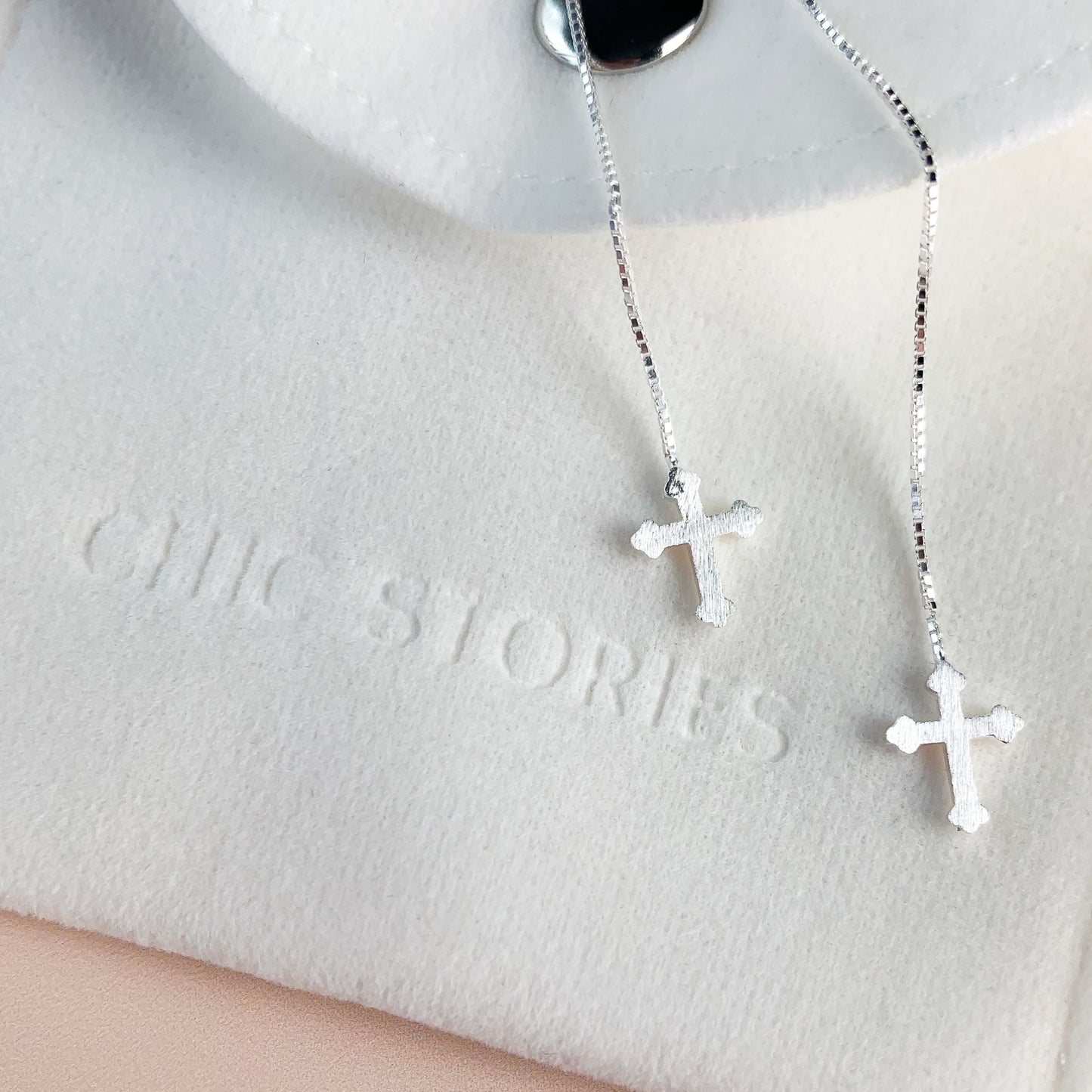 Gothic Cross Threader Earrings