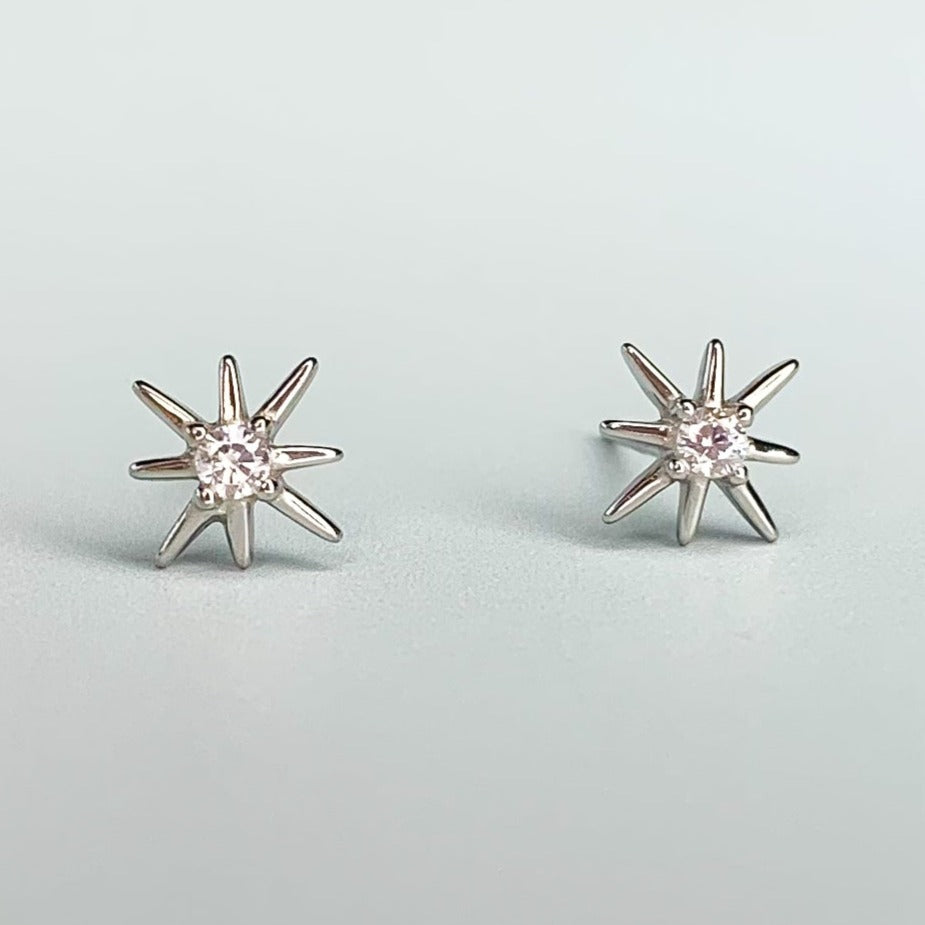 Star Stud Earrings with Tiny Crystal Detail